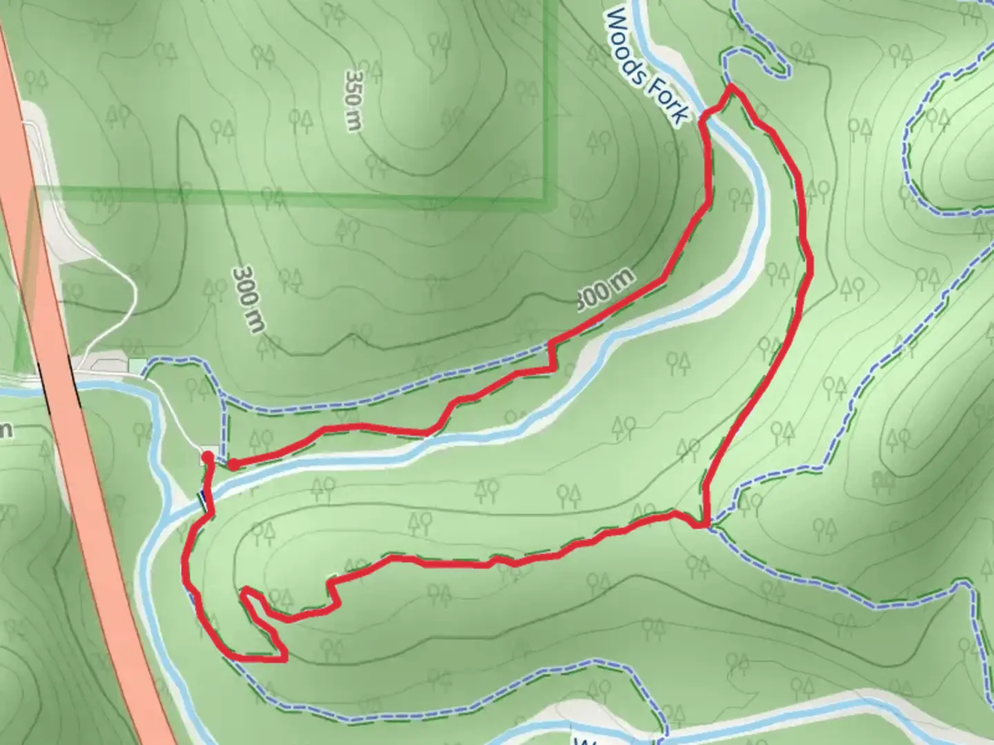 An image depicting the trail Busiek Loop and its surrounding area.