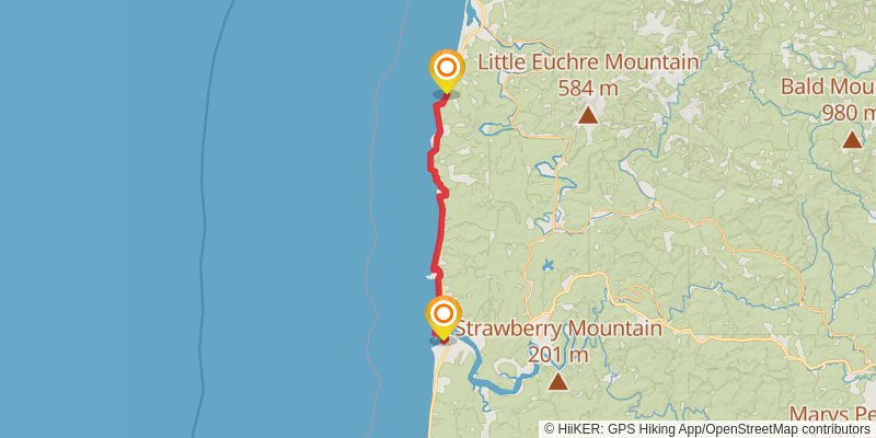 Oregon Coast Trail stage 13 Map