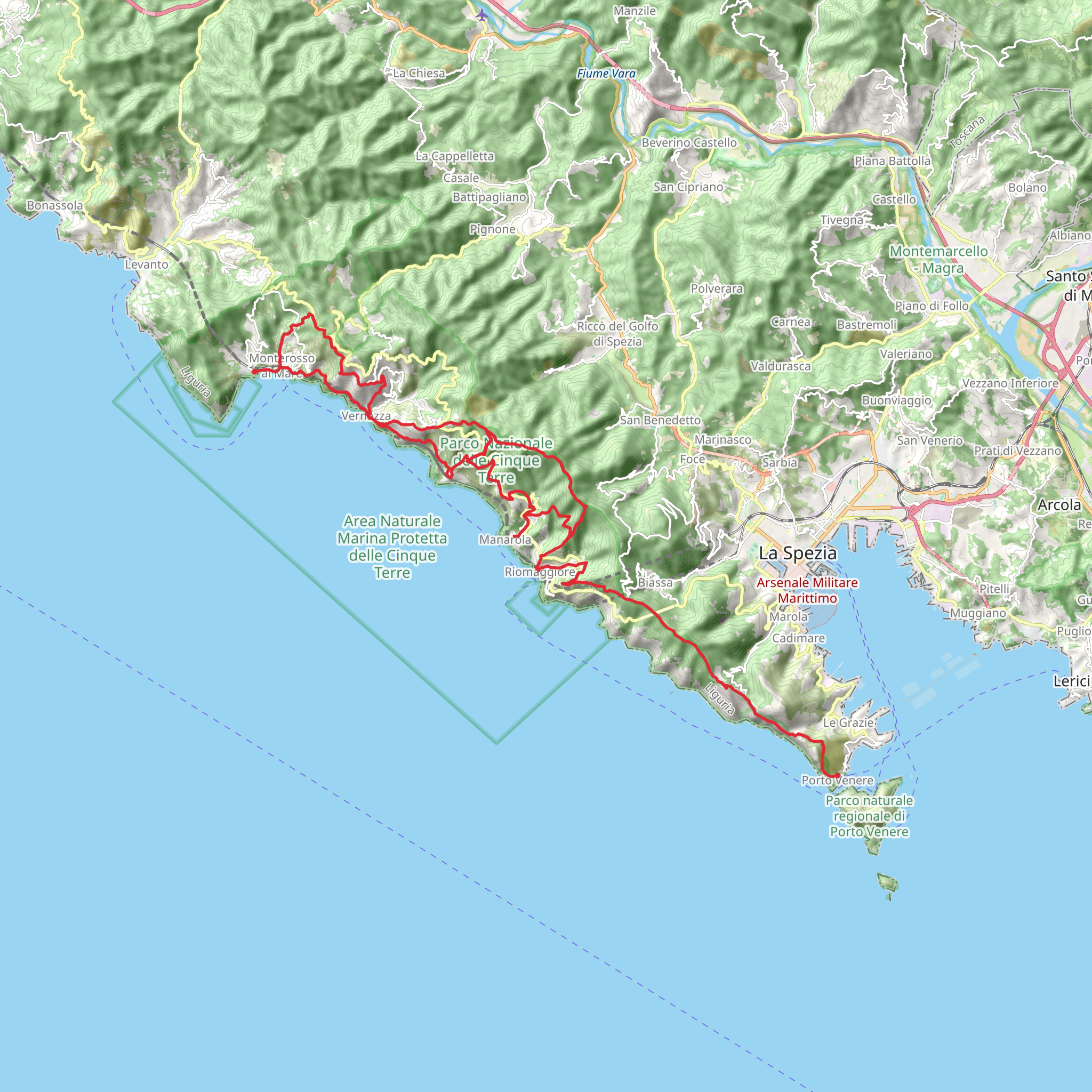 Cinque Terre Coastal Trail mobile static map