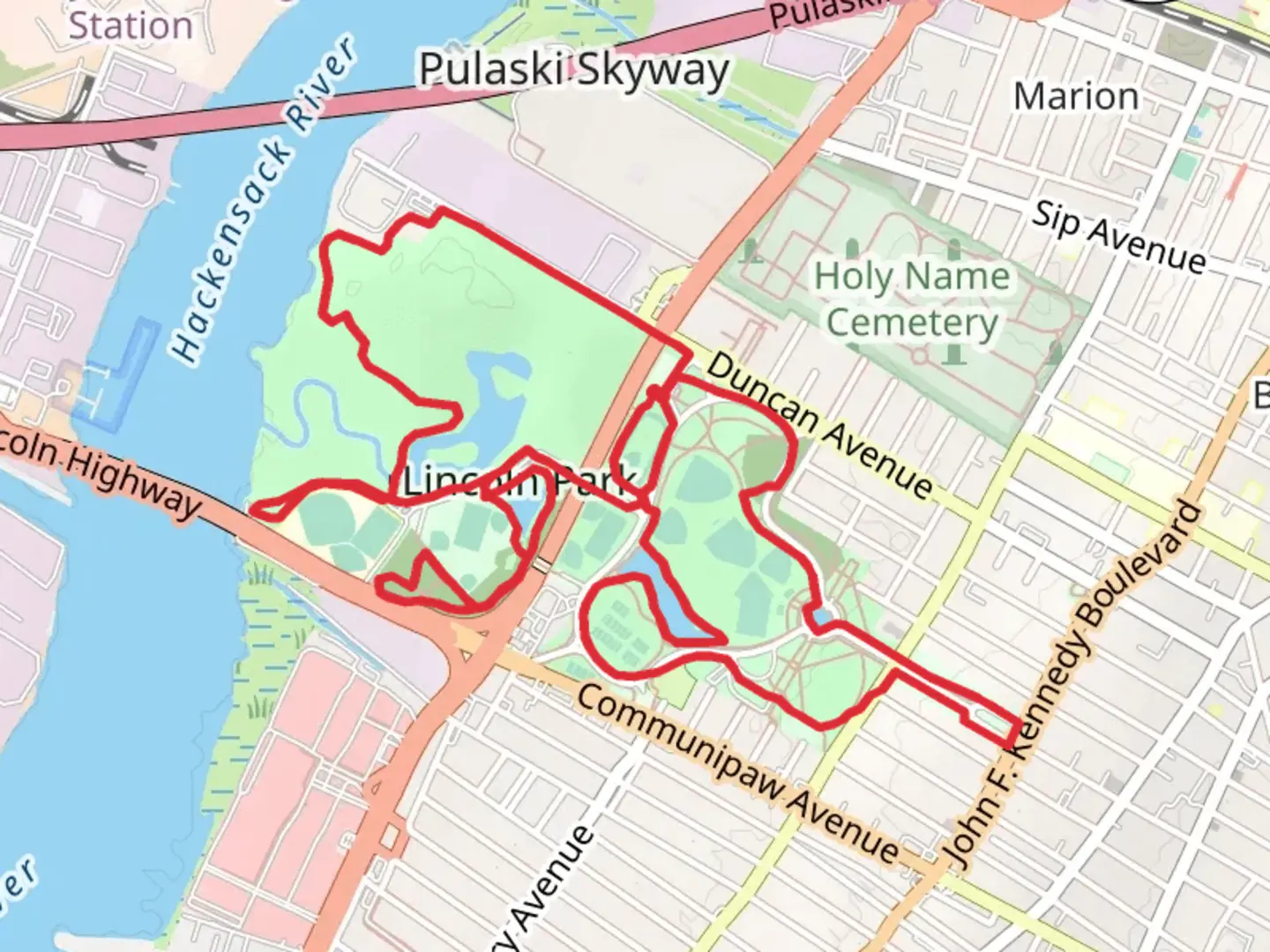 An image depicting the trail Lincoln Park and Edgewood Lake Loop and its surrounding area.