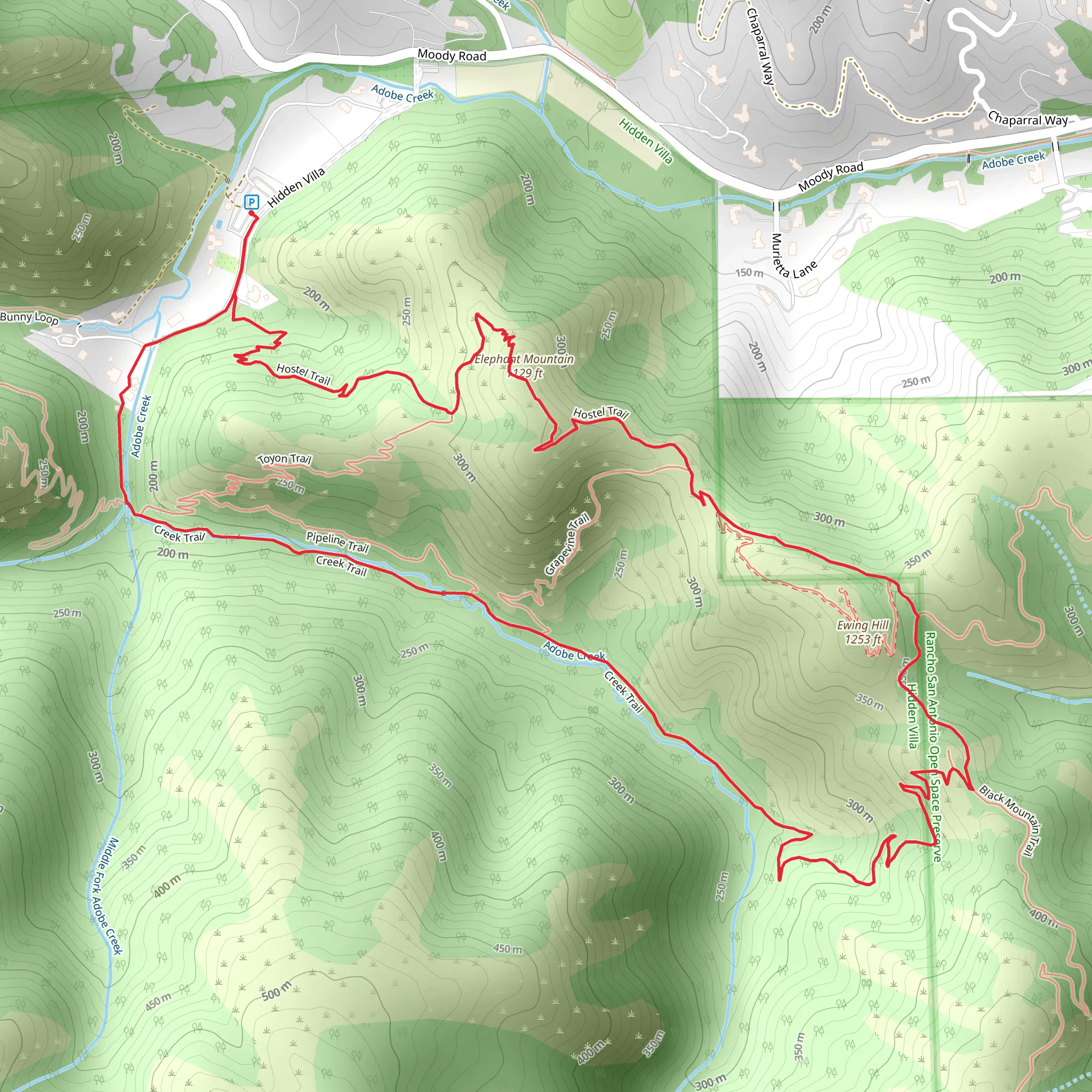 Elephant Mountain - Hostel Trail - Creek Loop Trail mobile static map