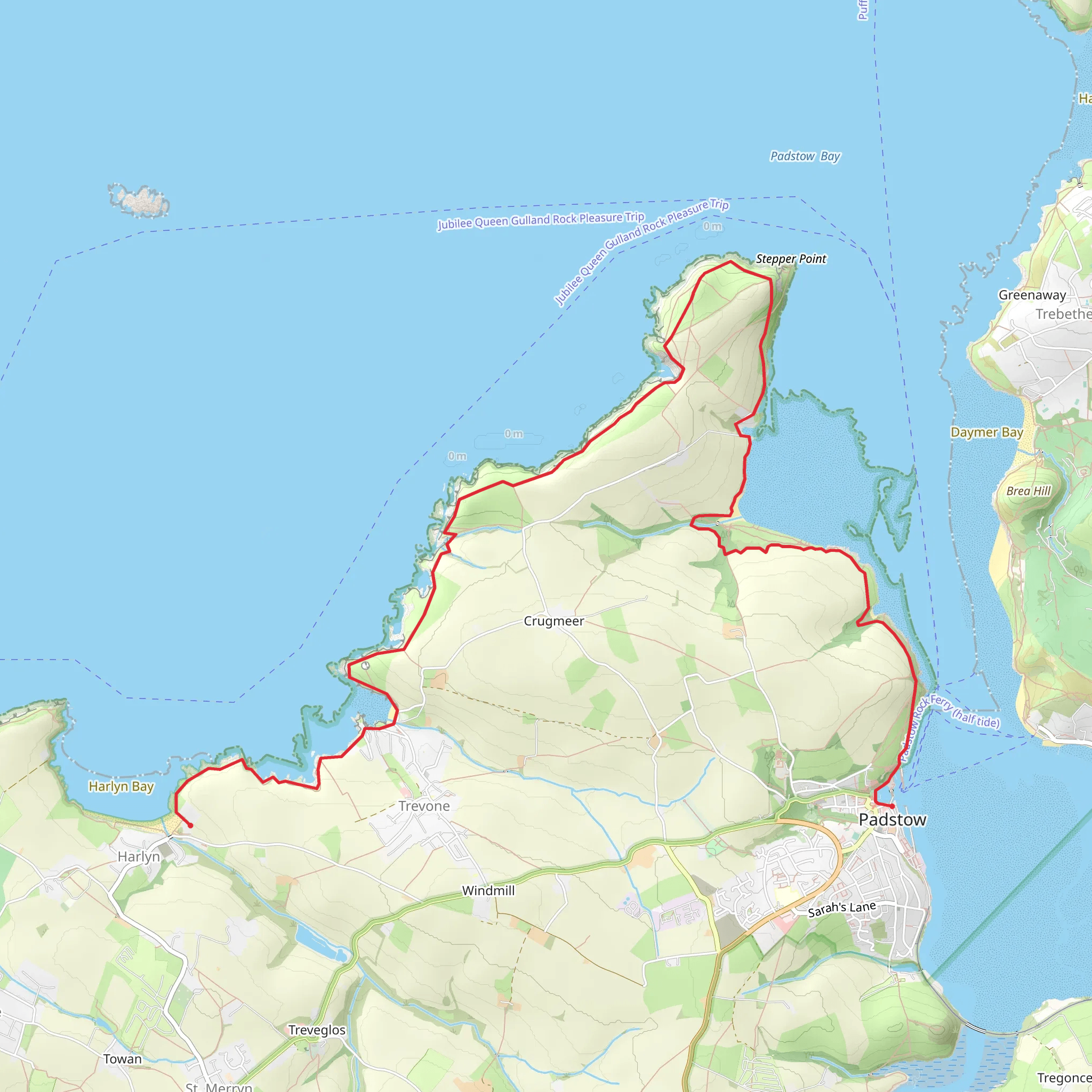 Padstow to Harlyn Bay Walk mobile static map