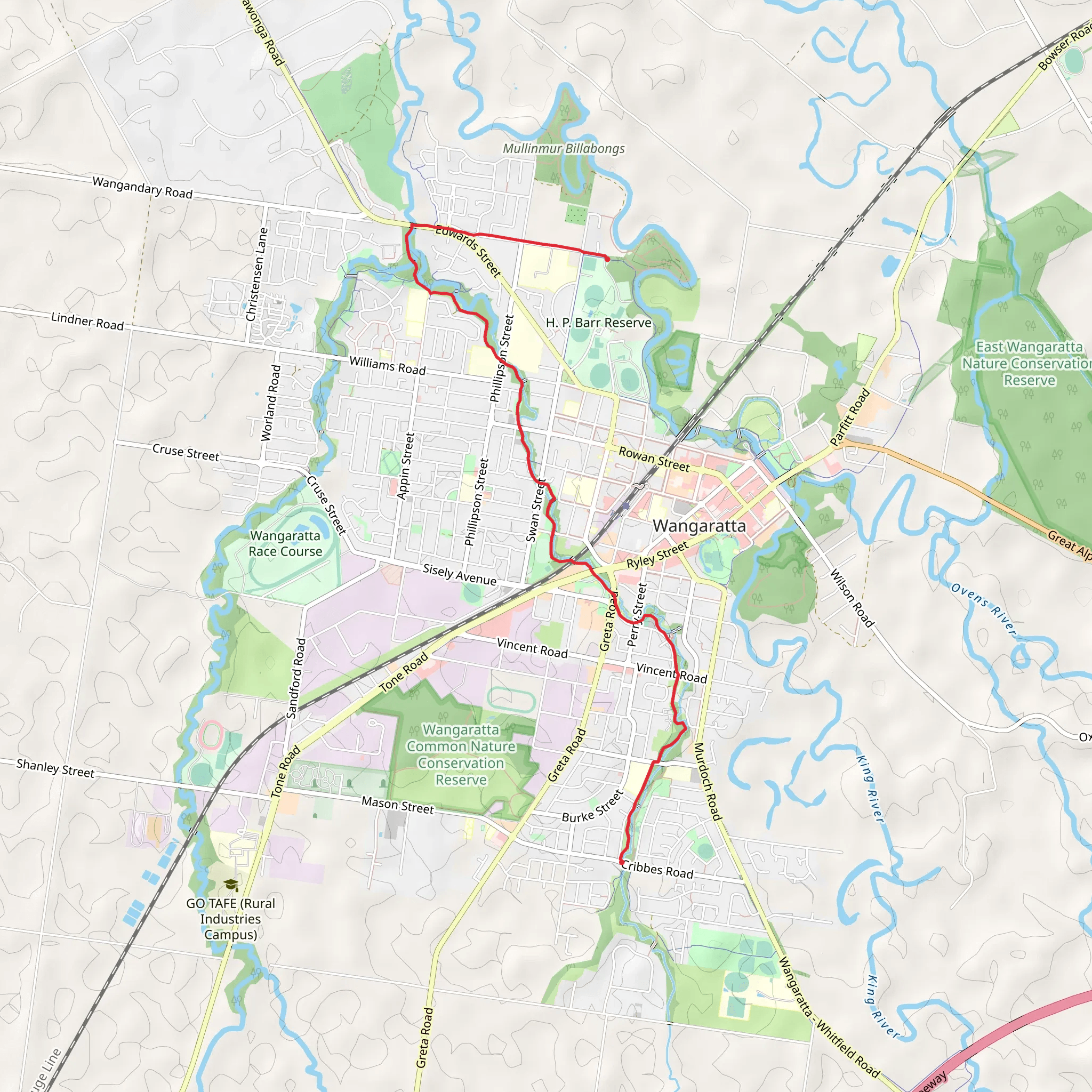 One Mile Creek Trail mobile static map