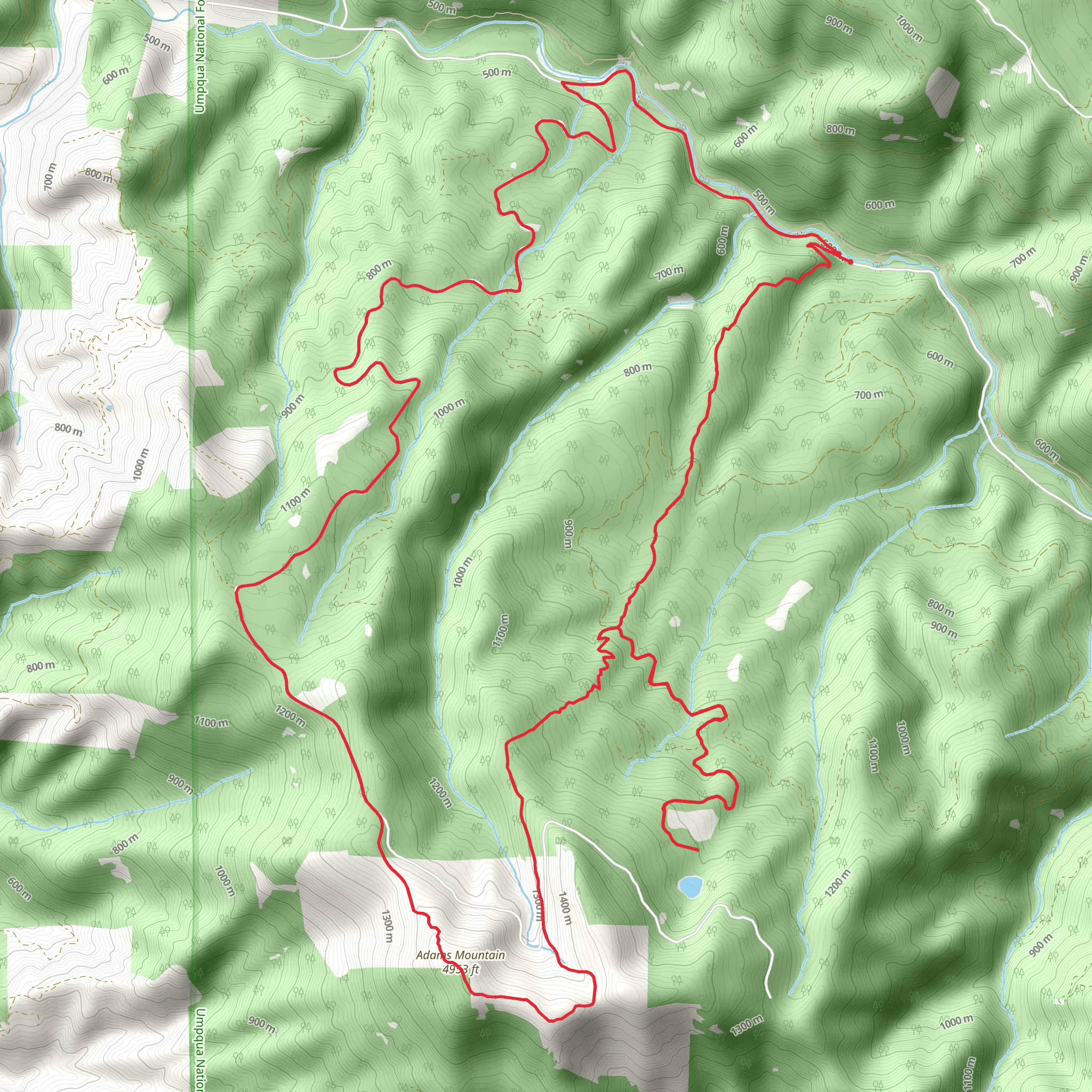 Crawfish Creek, Adams Mountain and Cedar Creek Loop mobile static map