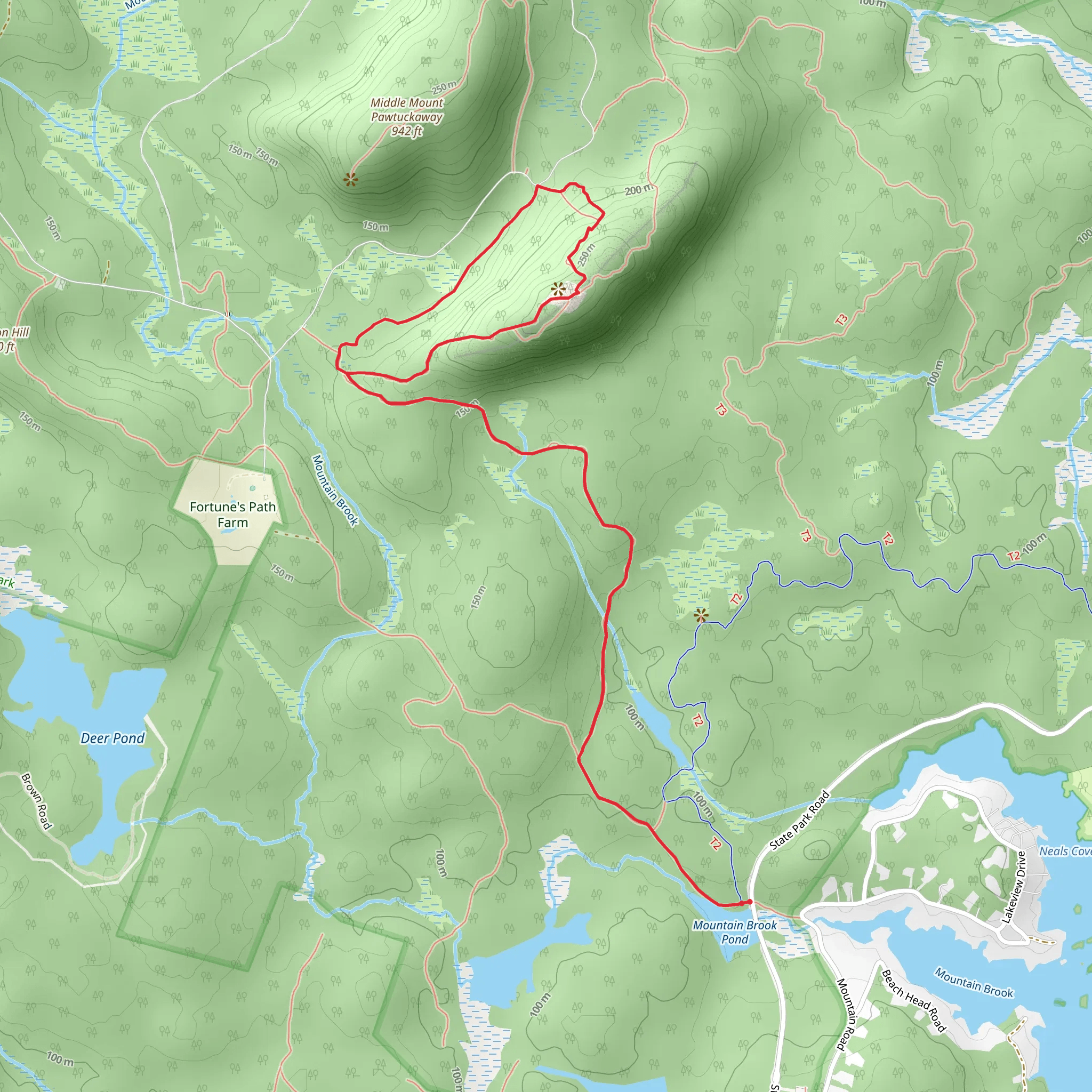 South Mount Pawtuckaway from Mountain Brook Pond mobile static map