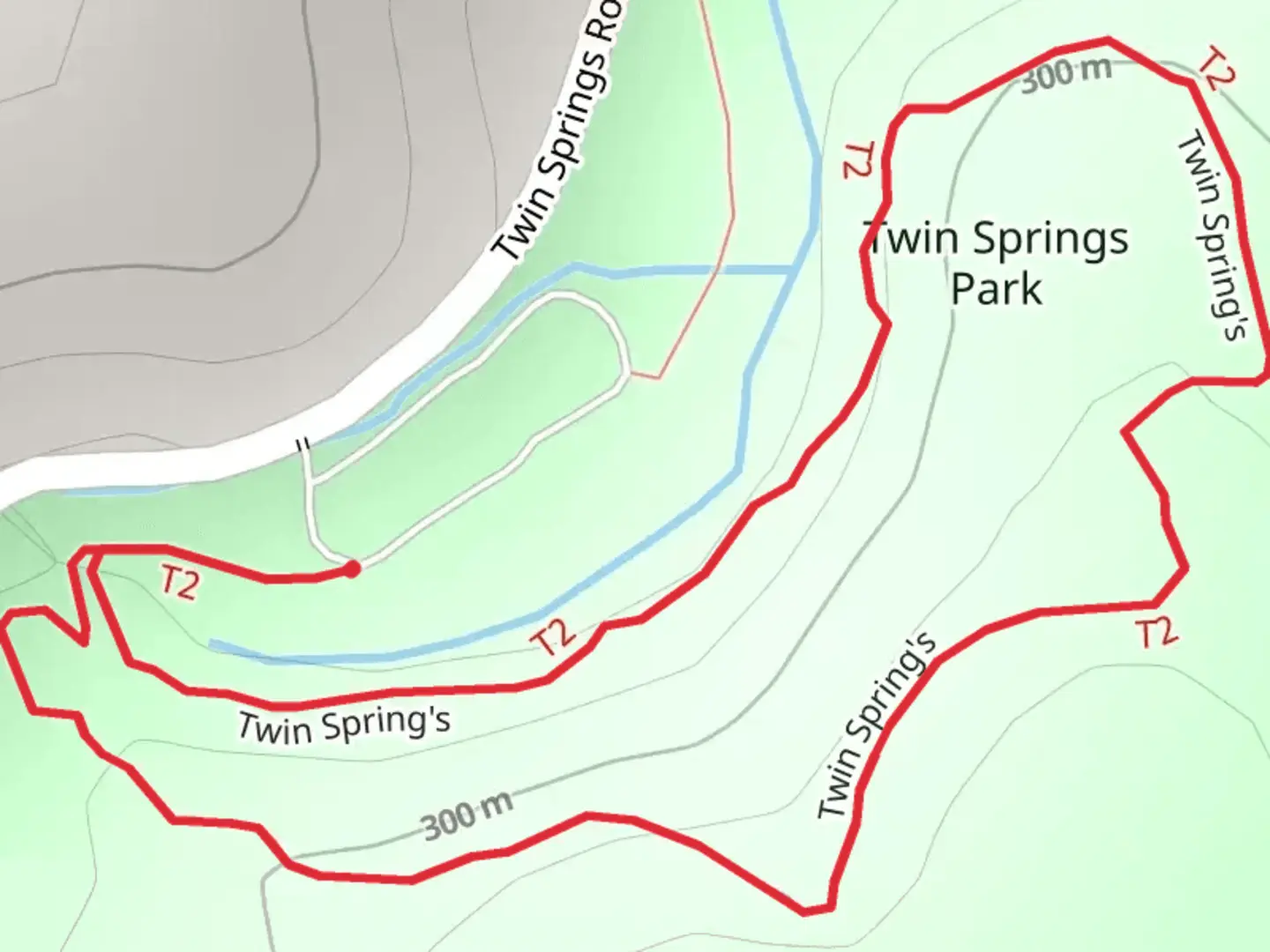 An image depicting the trail Twin Spring's Loop and its surrounding area.