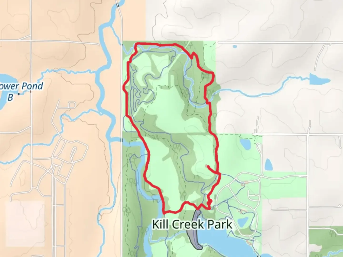 An image depicting the trail Kill Creek Loop and its surrounding area.