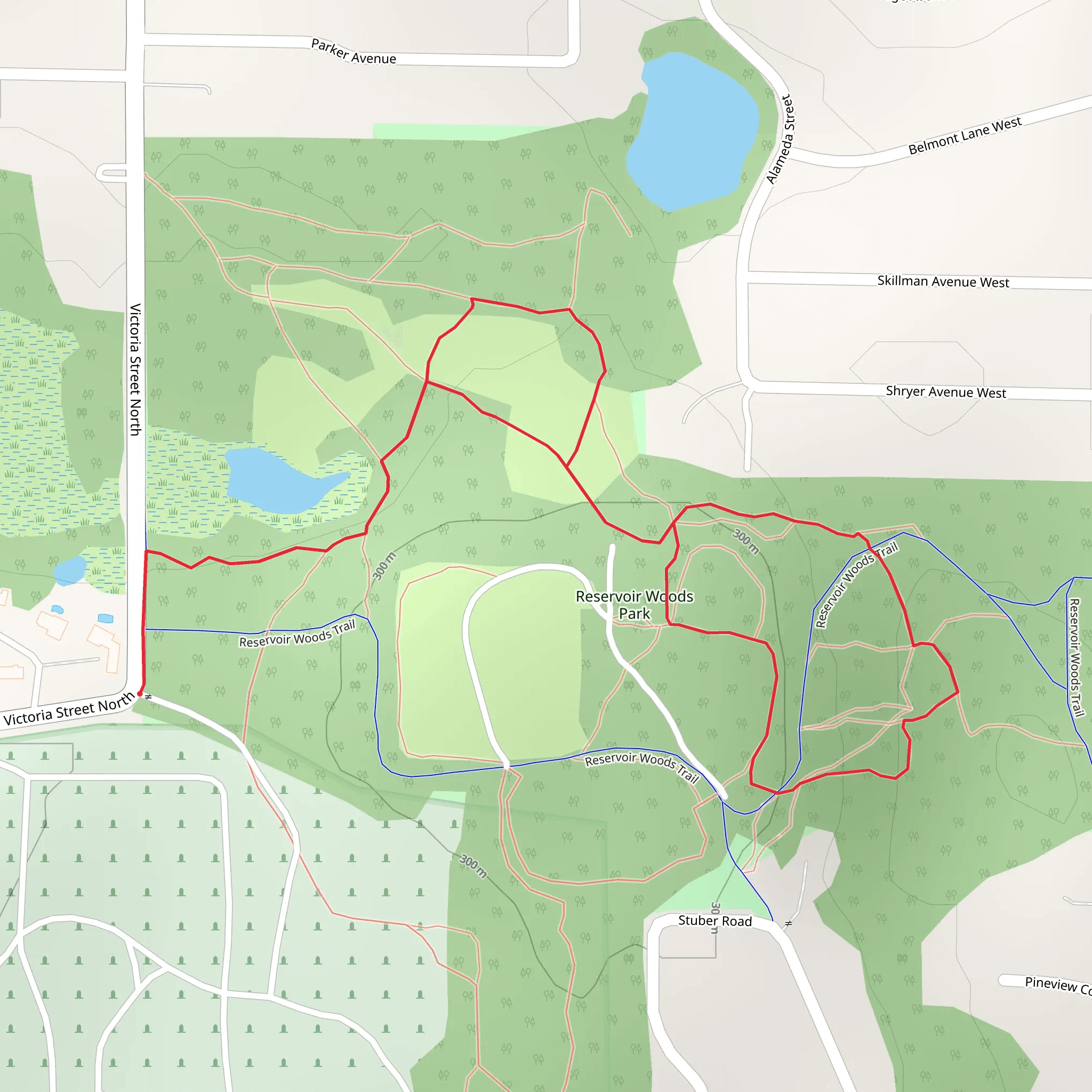 Reservoir Woods Park Loop mobile static map