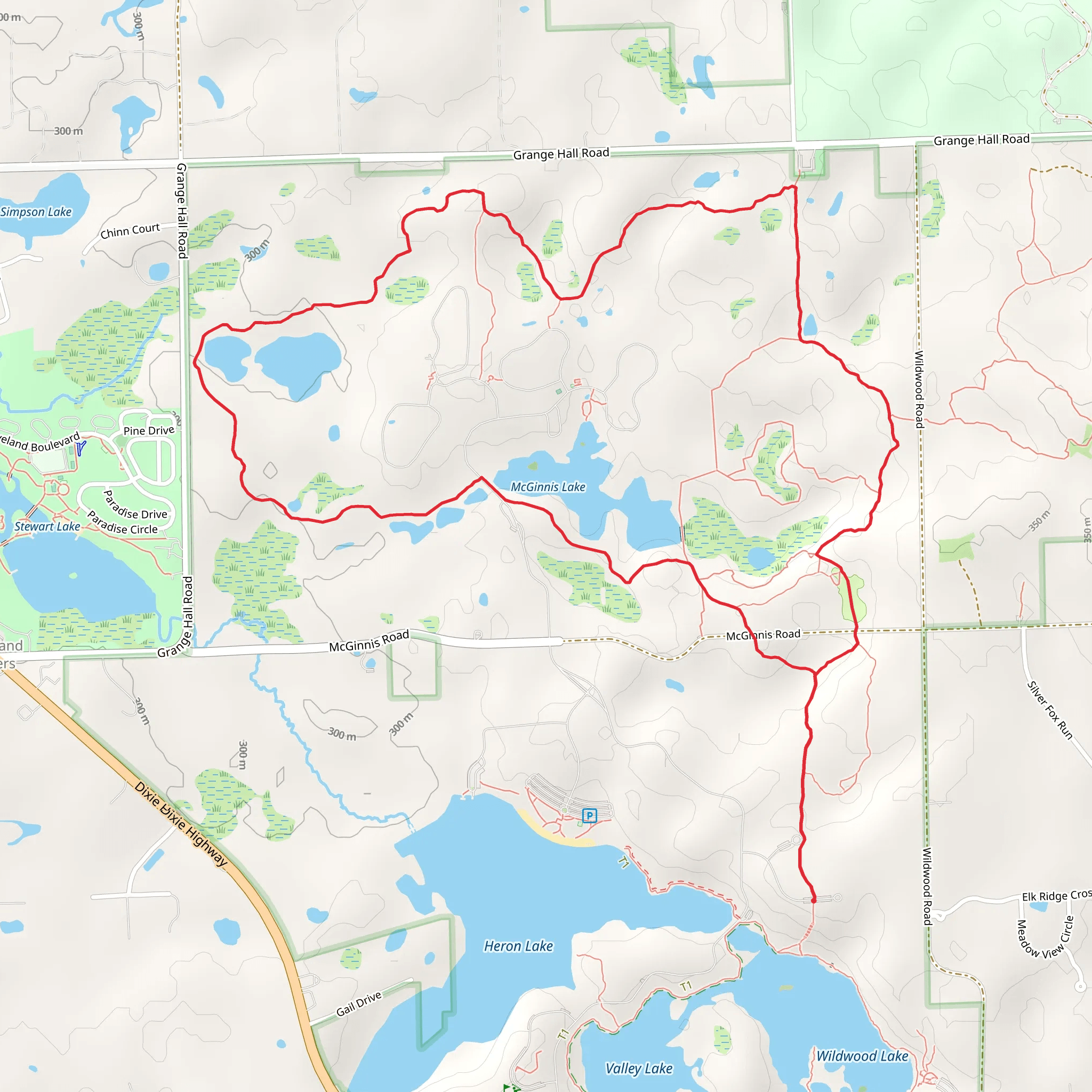 Loop around McGinnis Lake mobile static map