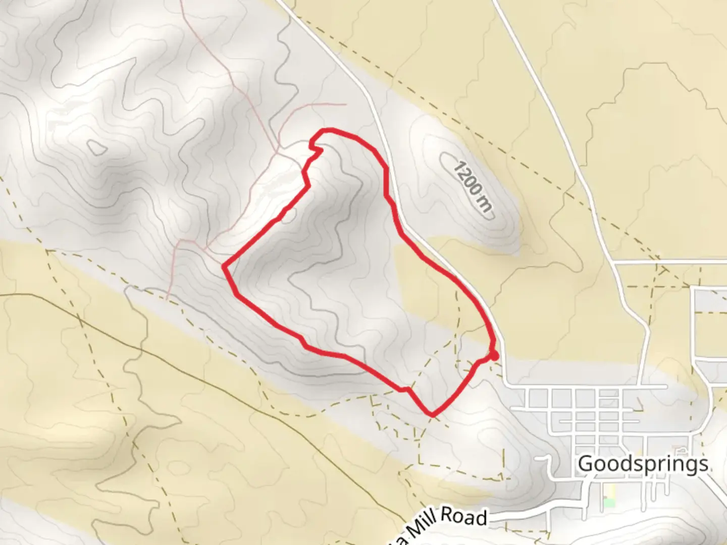 An image depicting the trail Godsprings Loop Trail and its surrounding area.