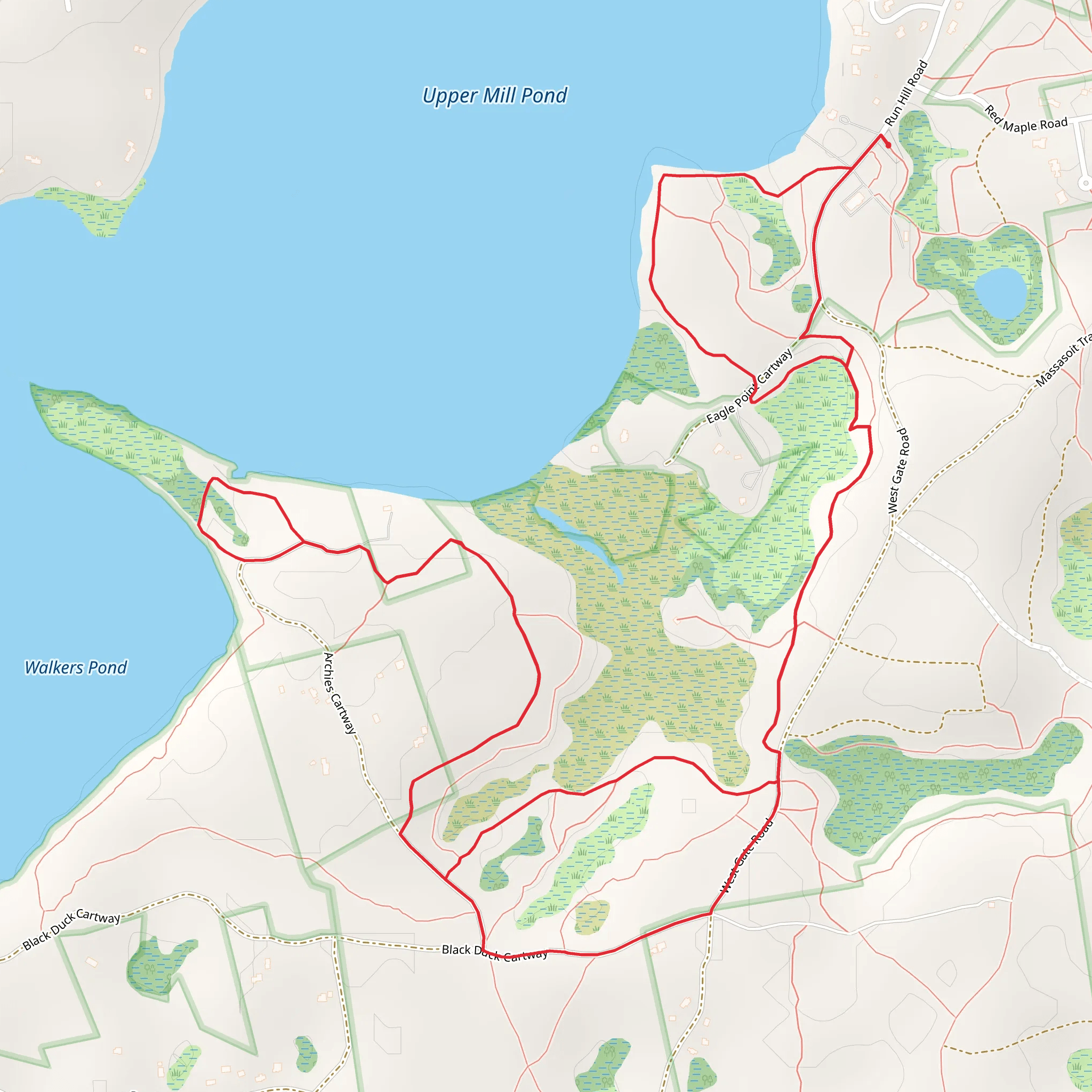 Upper Mill Pond via The Cape Cod Way mobile static map