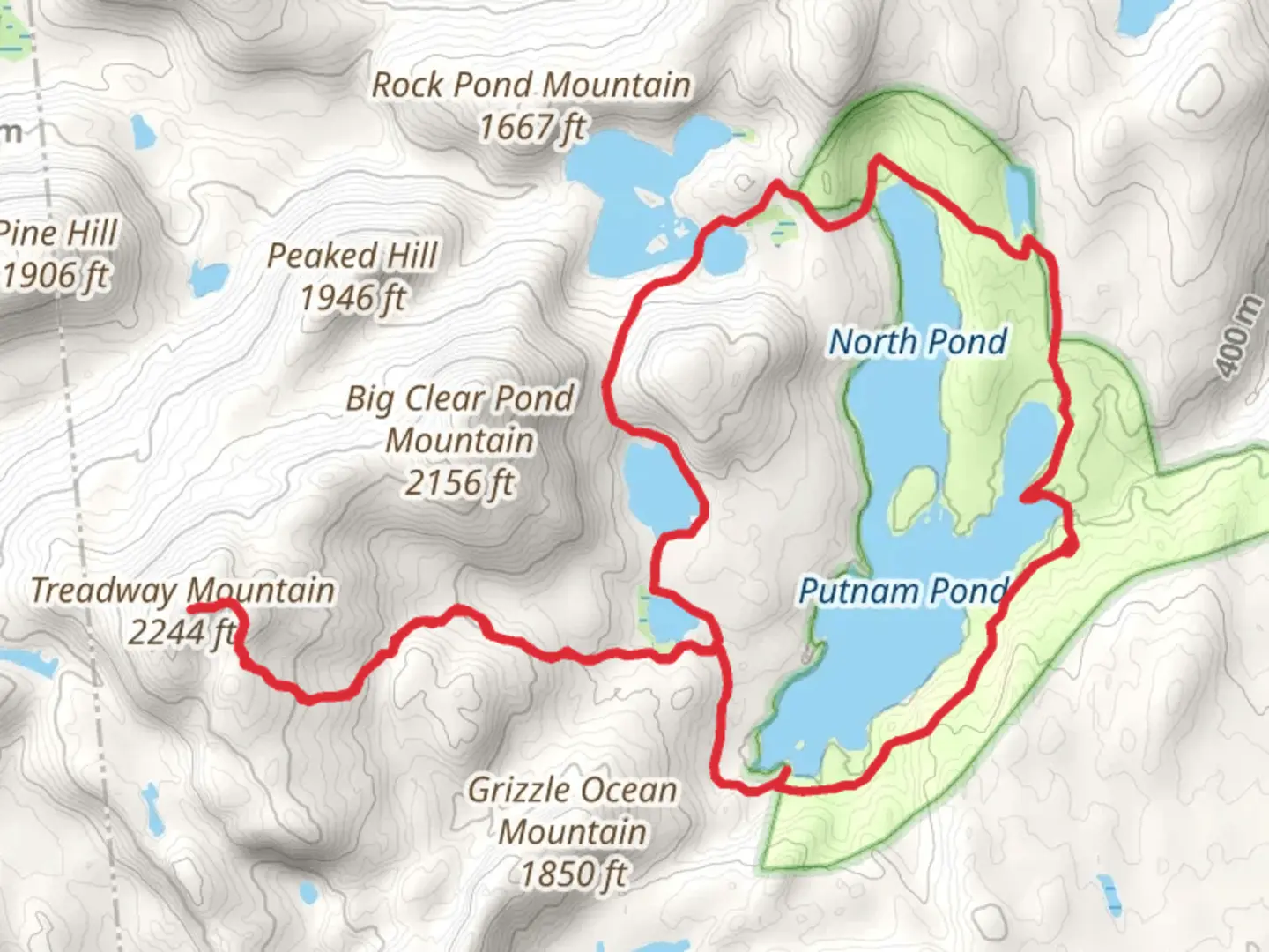An image depicting the trail Treadway Mountain and Heart Pond Loop Trail and its surrounding area.