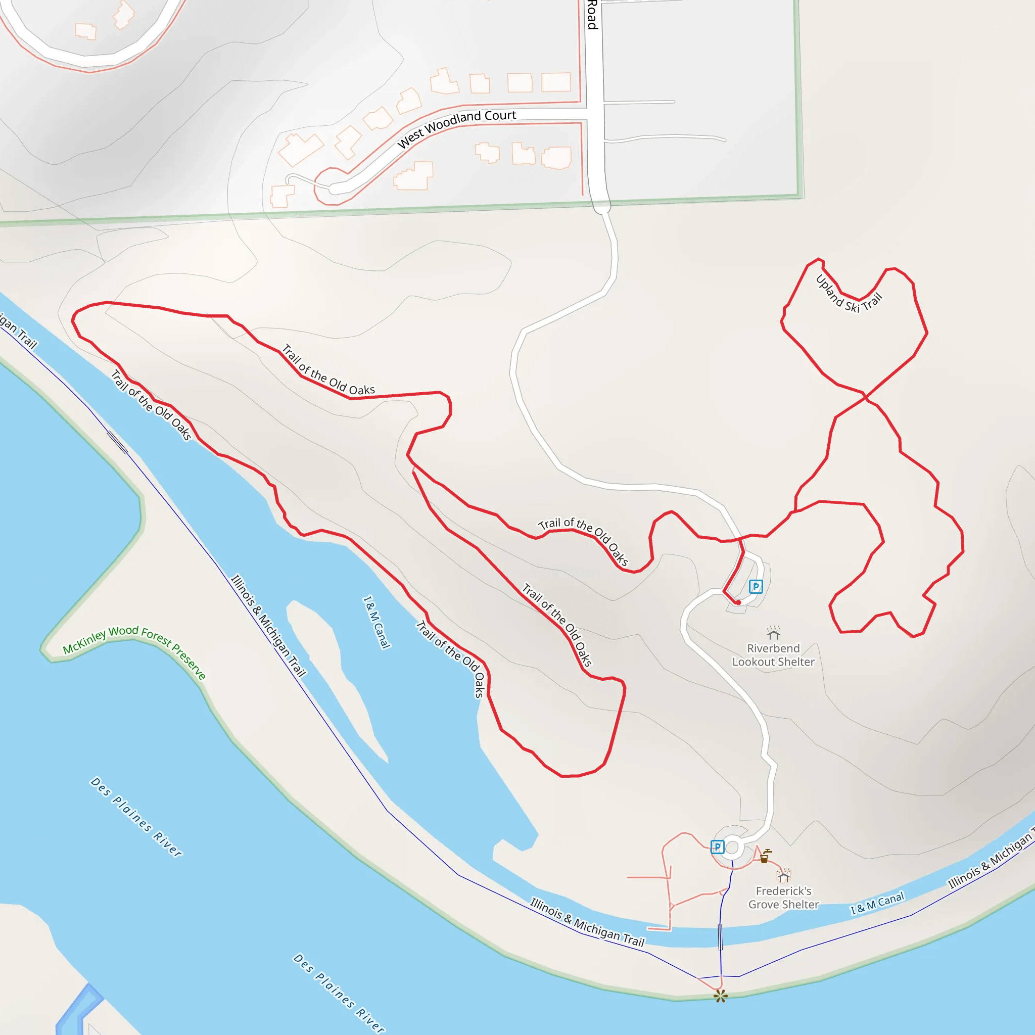Trail of the Old Oaks and Upland Loop Trail mobile static map