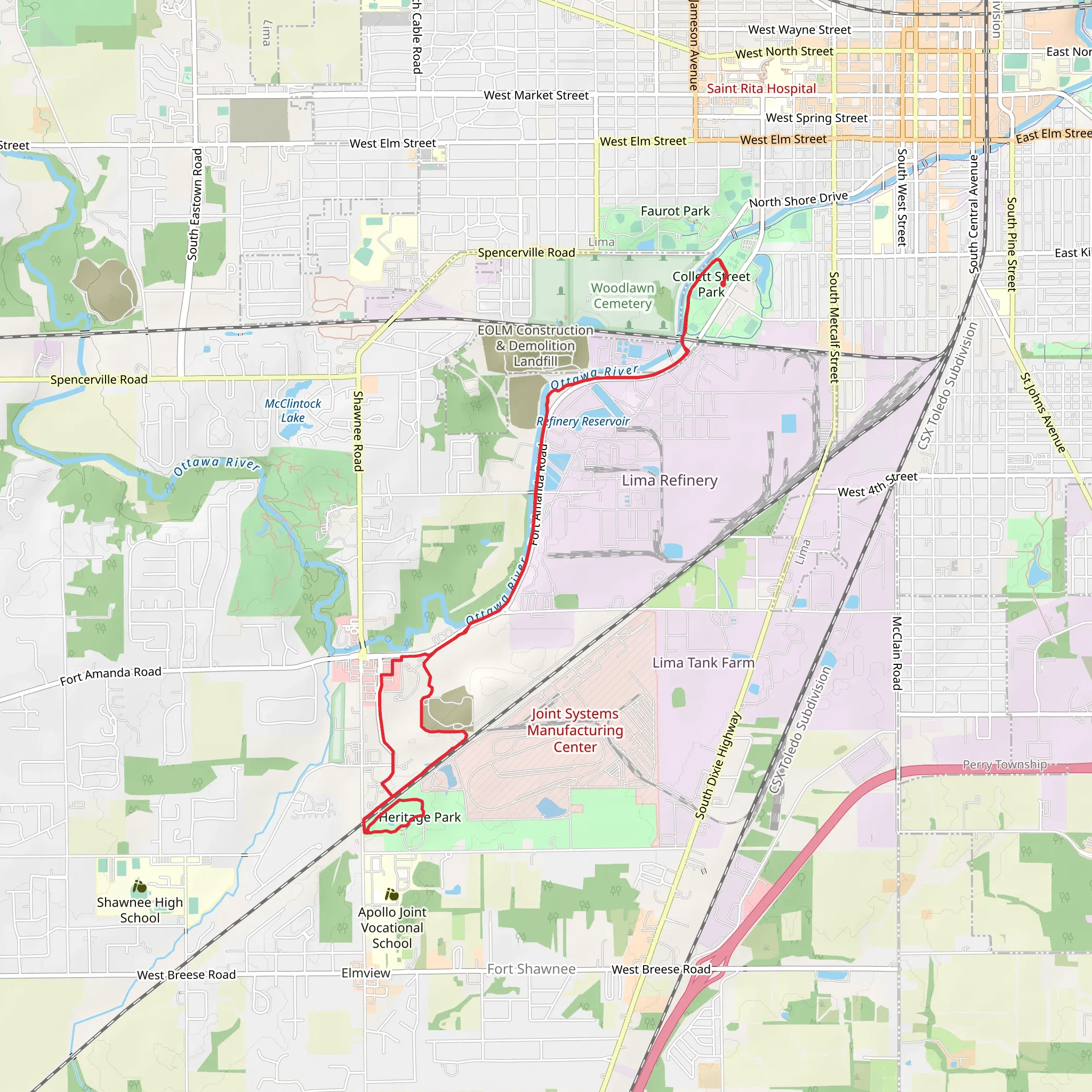 Rotary Riverwalk South from Collett Street Park mobile static map