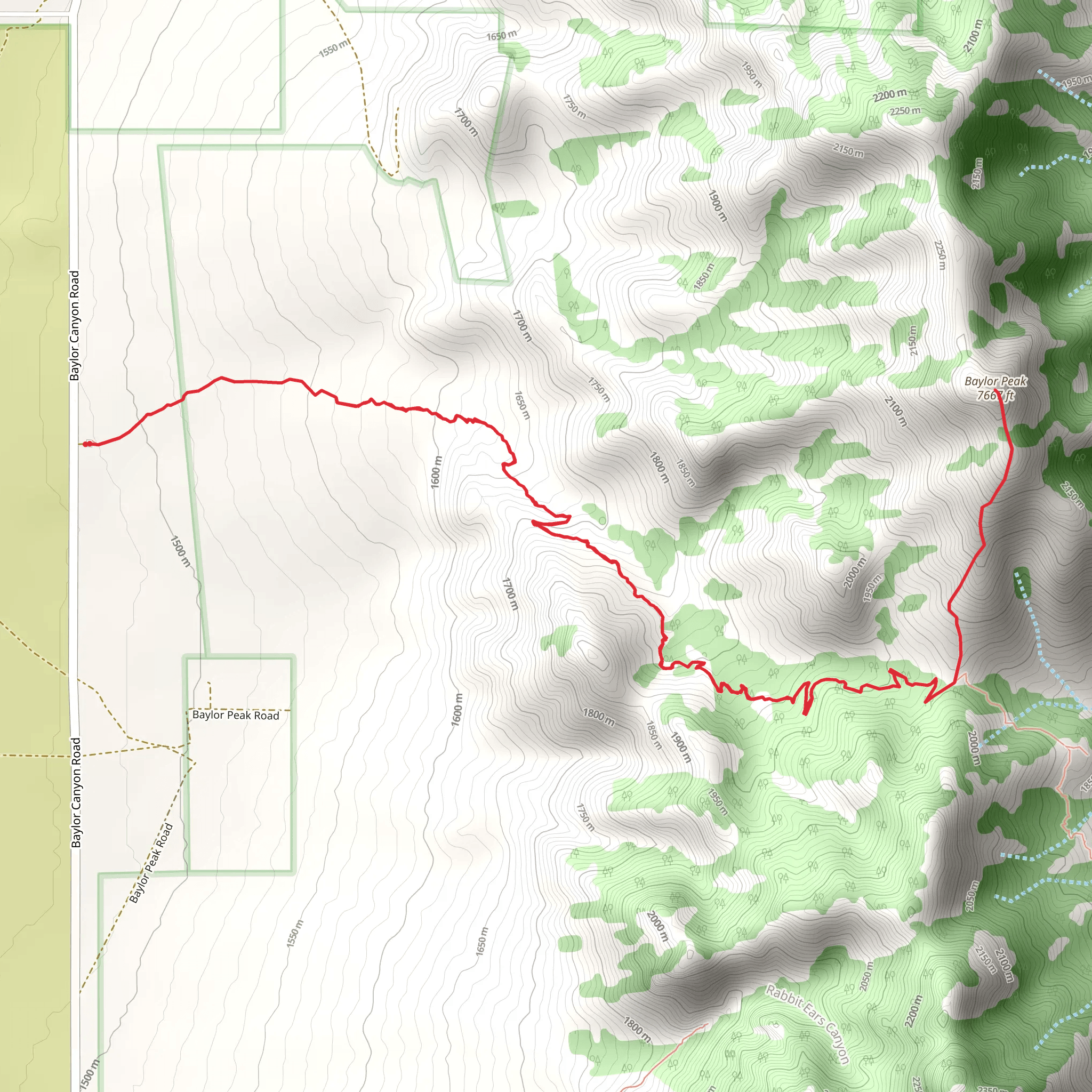 Baylor Peak and Baylor Canyon Pass mobile static map