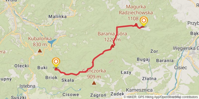 Main Beskid Trail stage 3 Map