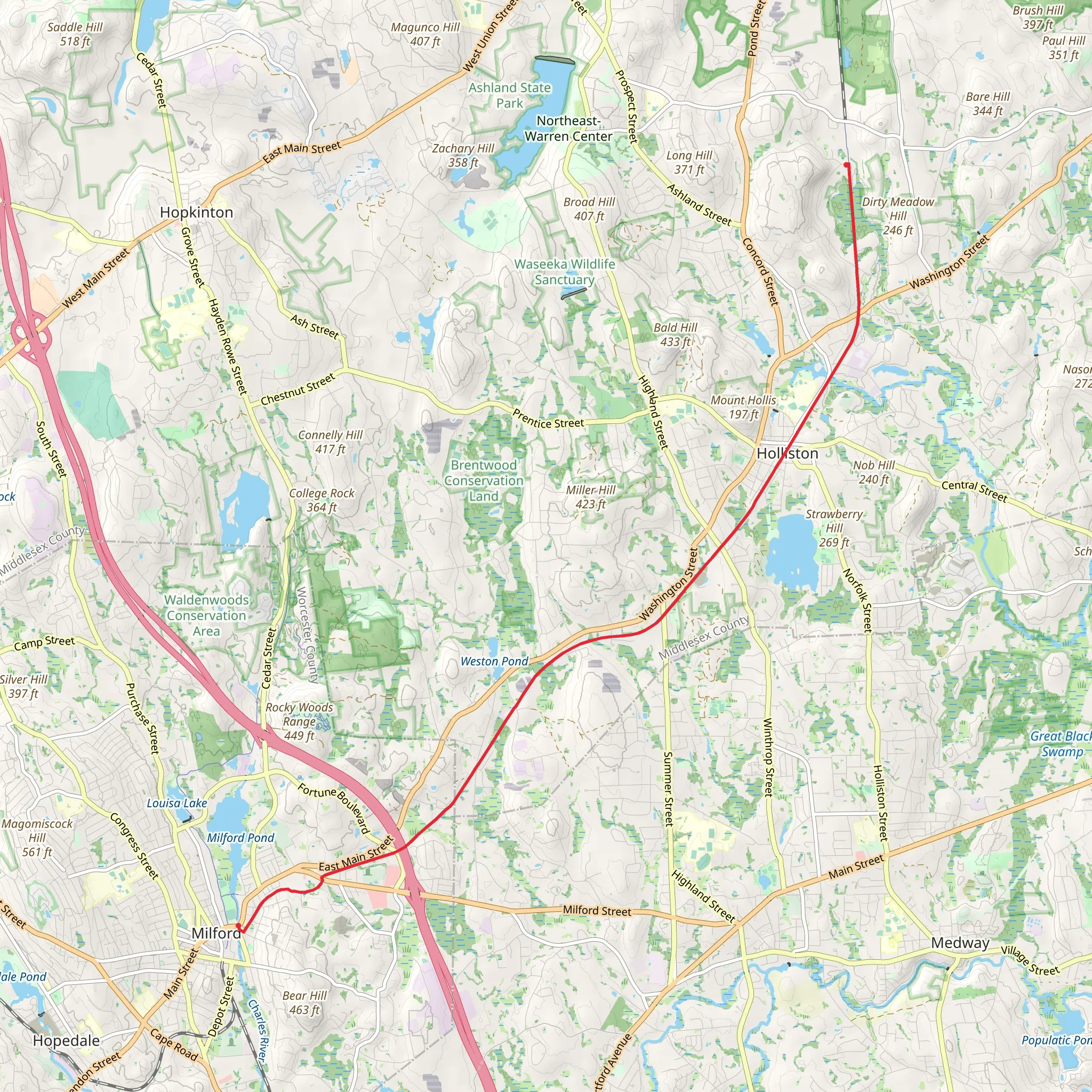 Upper Charles Trail mobile static map