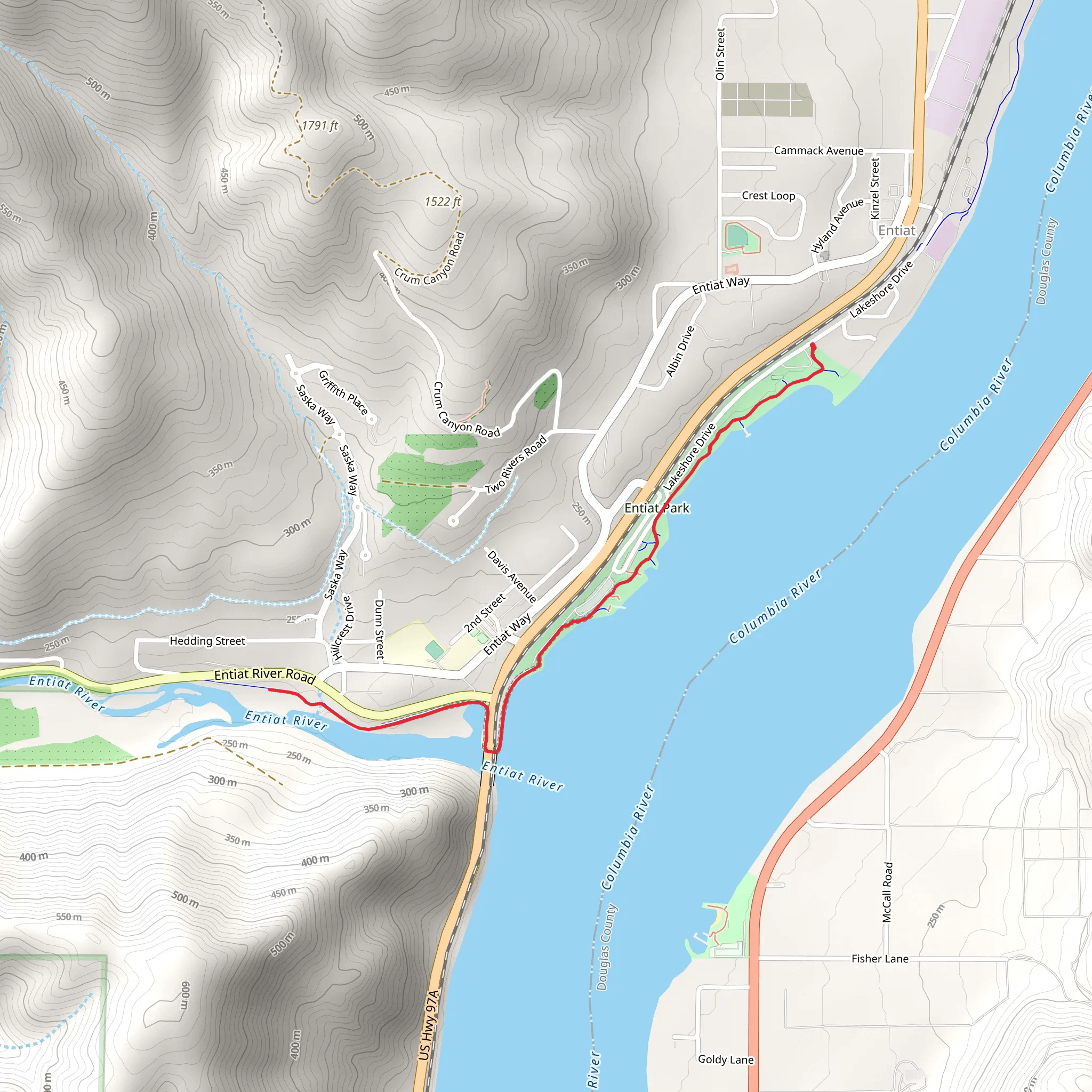 Entiat Park and Entiat River mobile static map