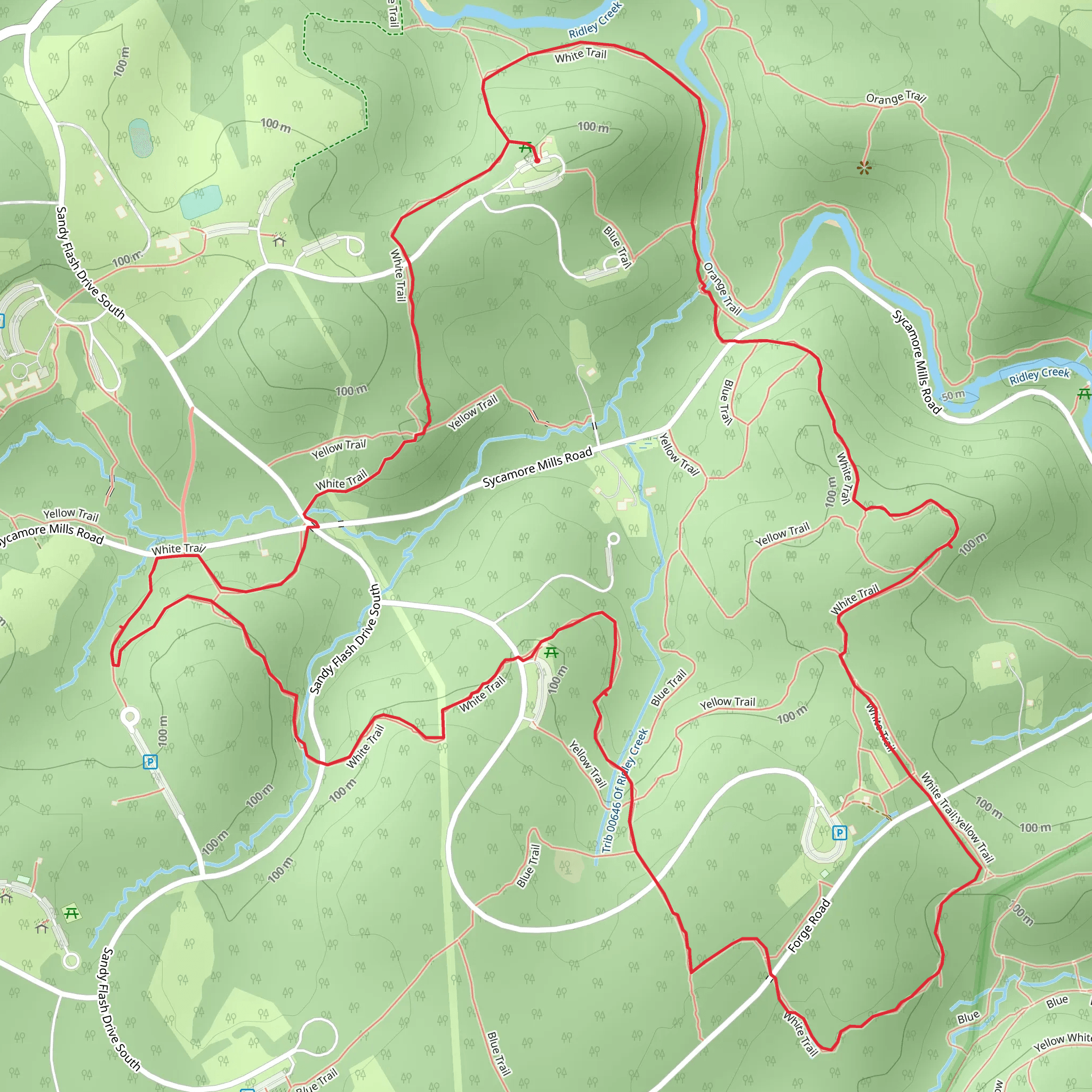 White Trail Loop - Sycamore Hills mobile static map