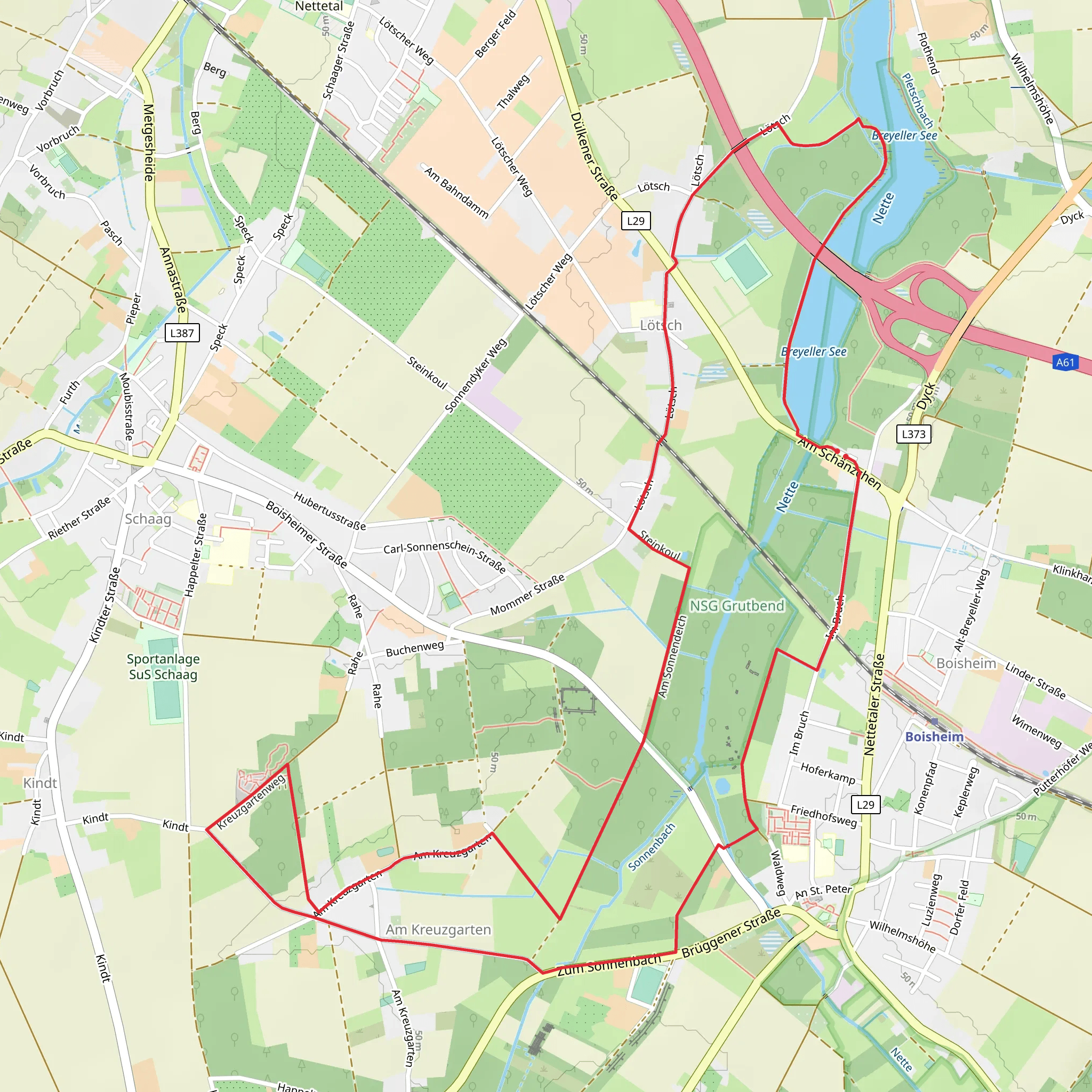 Kreuzgarten and Breyeller See Runde mobile static map