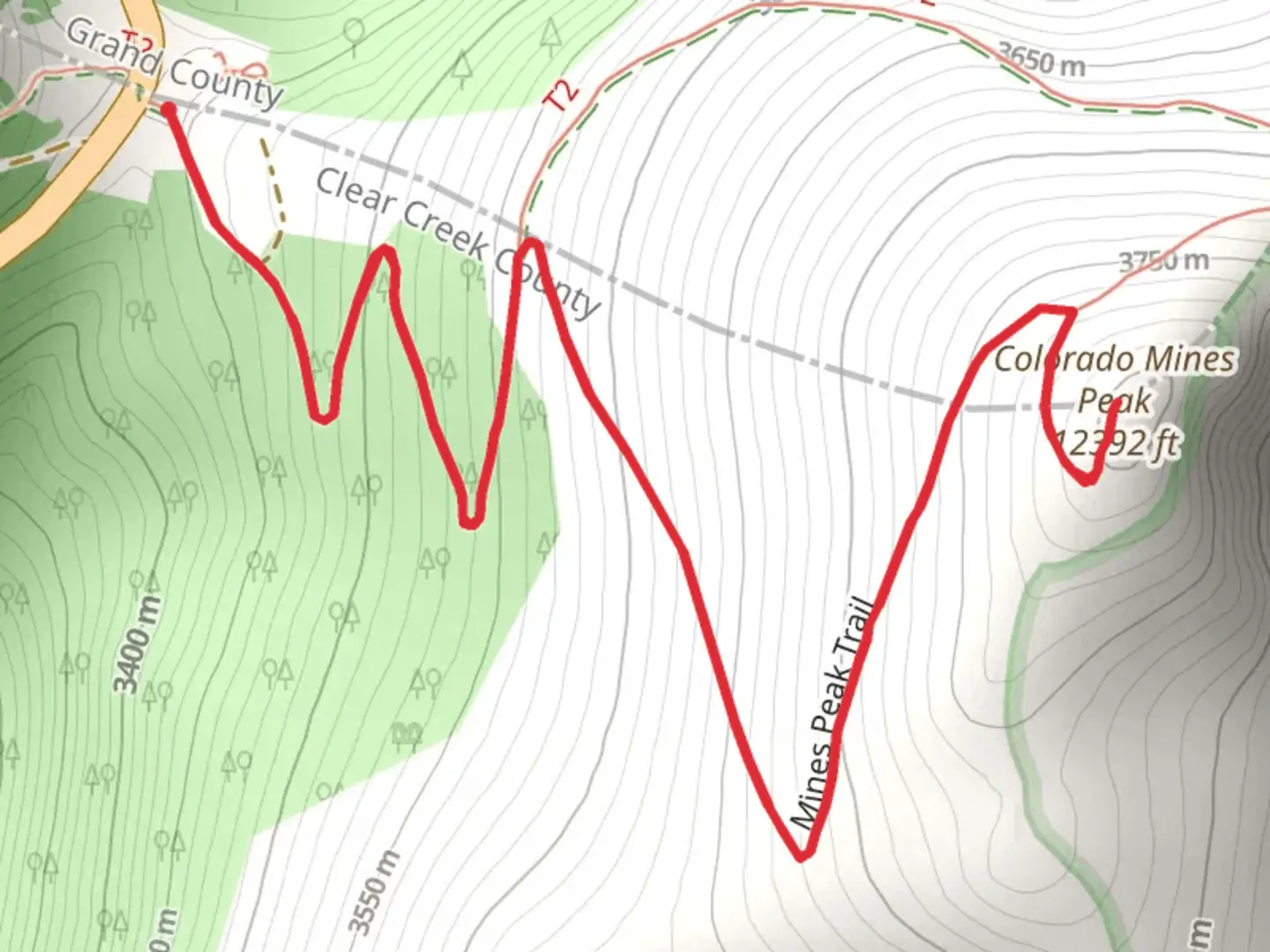 An image depicting the trail Colorado Mines Peak and its surrounding area.