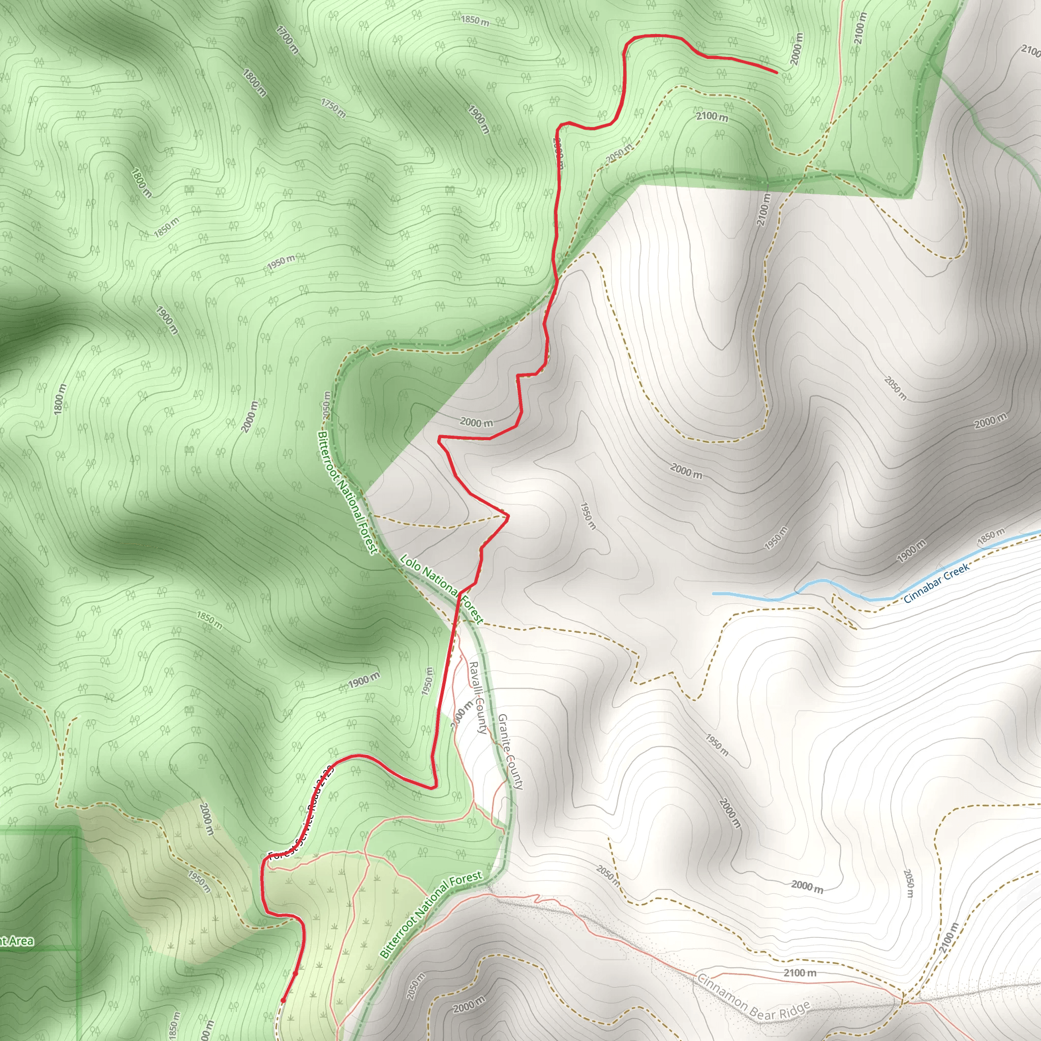Spring Gulch - Cooney Ridge Trail mobile static map