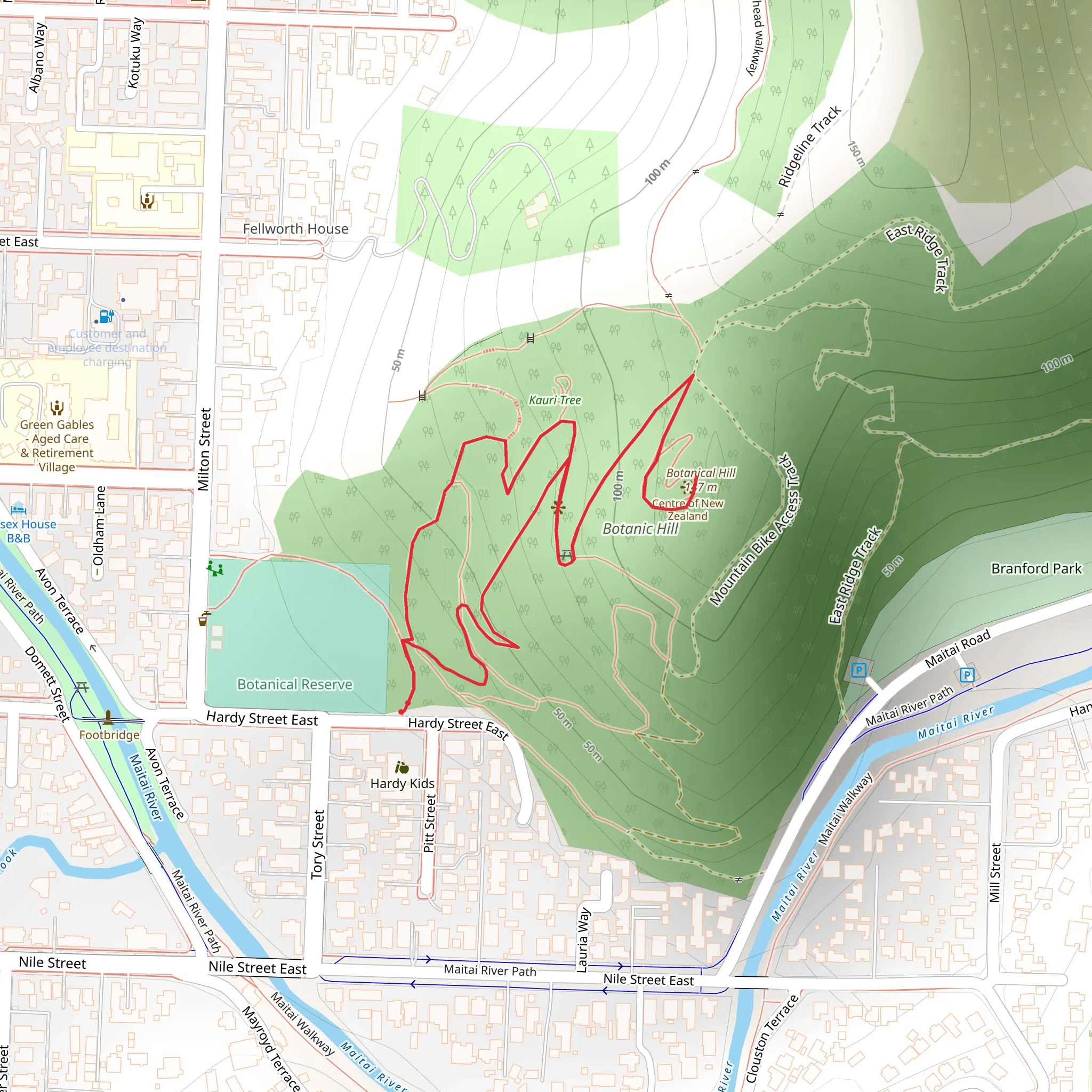 Botanical Hill Loop mobile static map