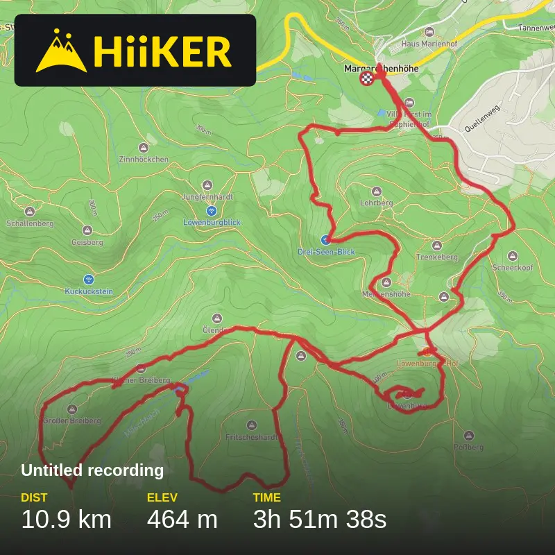 A map preview of the recording Siebengebirge Herbst.