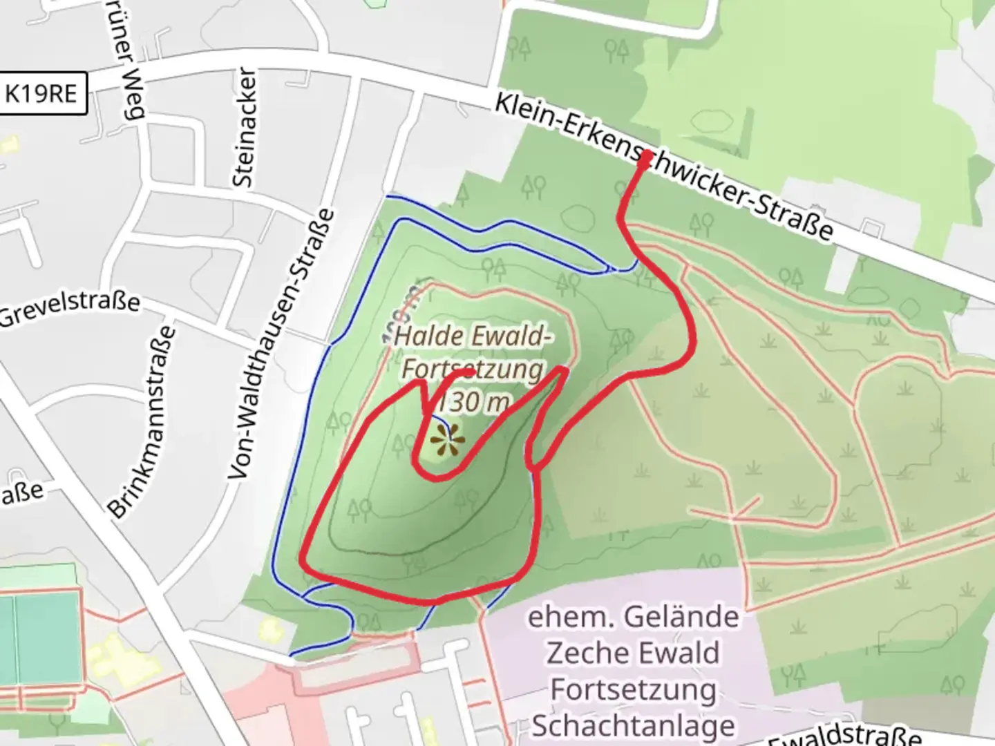 An image depicting the trail Halde Ewald-Fortsetzung Hill Loop and its surrounding area.