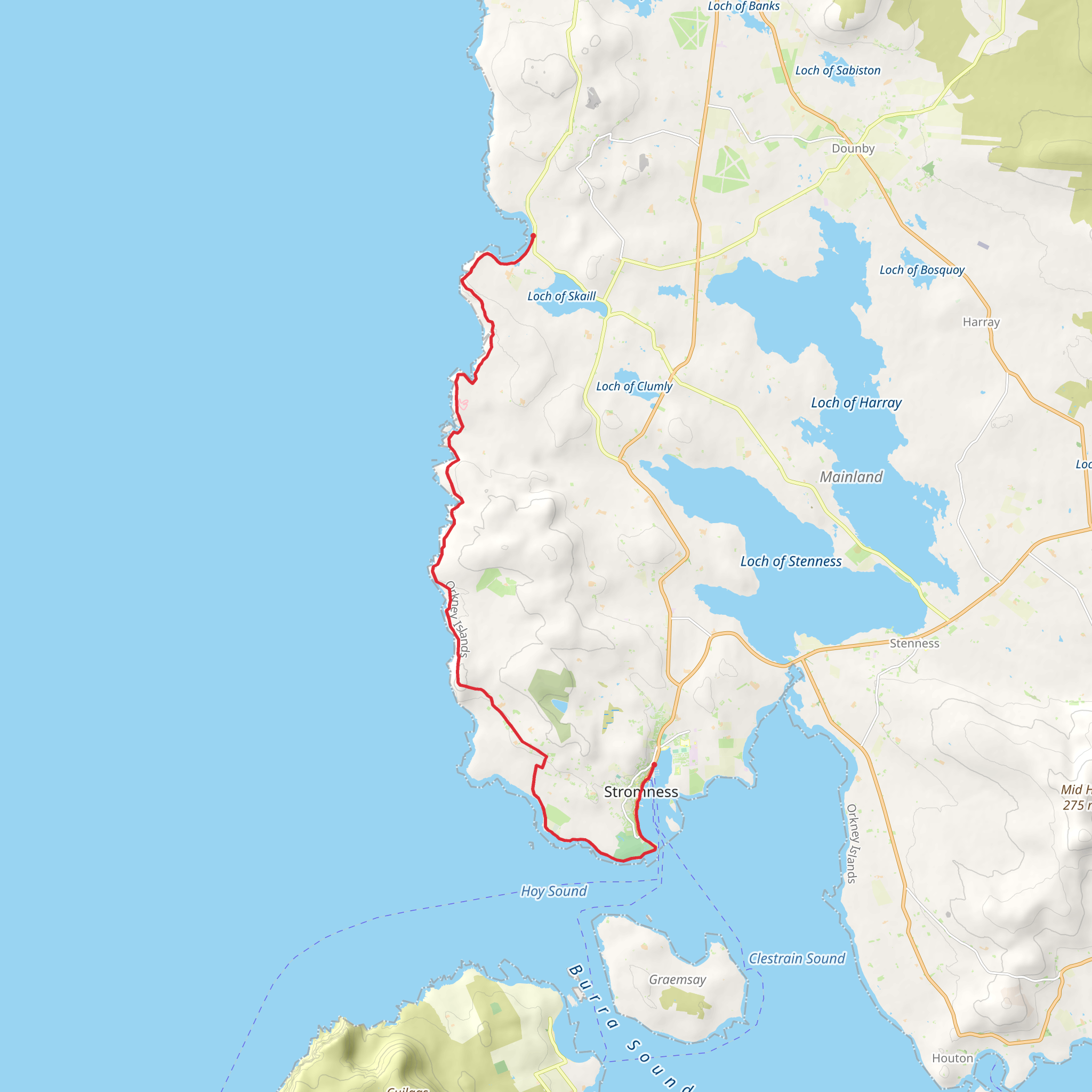 West Coast Walk Stage 1 - Stromness to Bay of Skaill mobile static map
