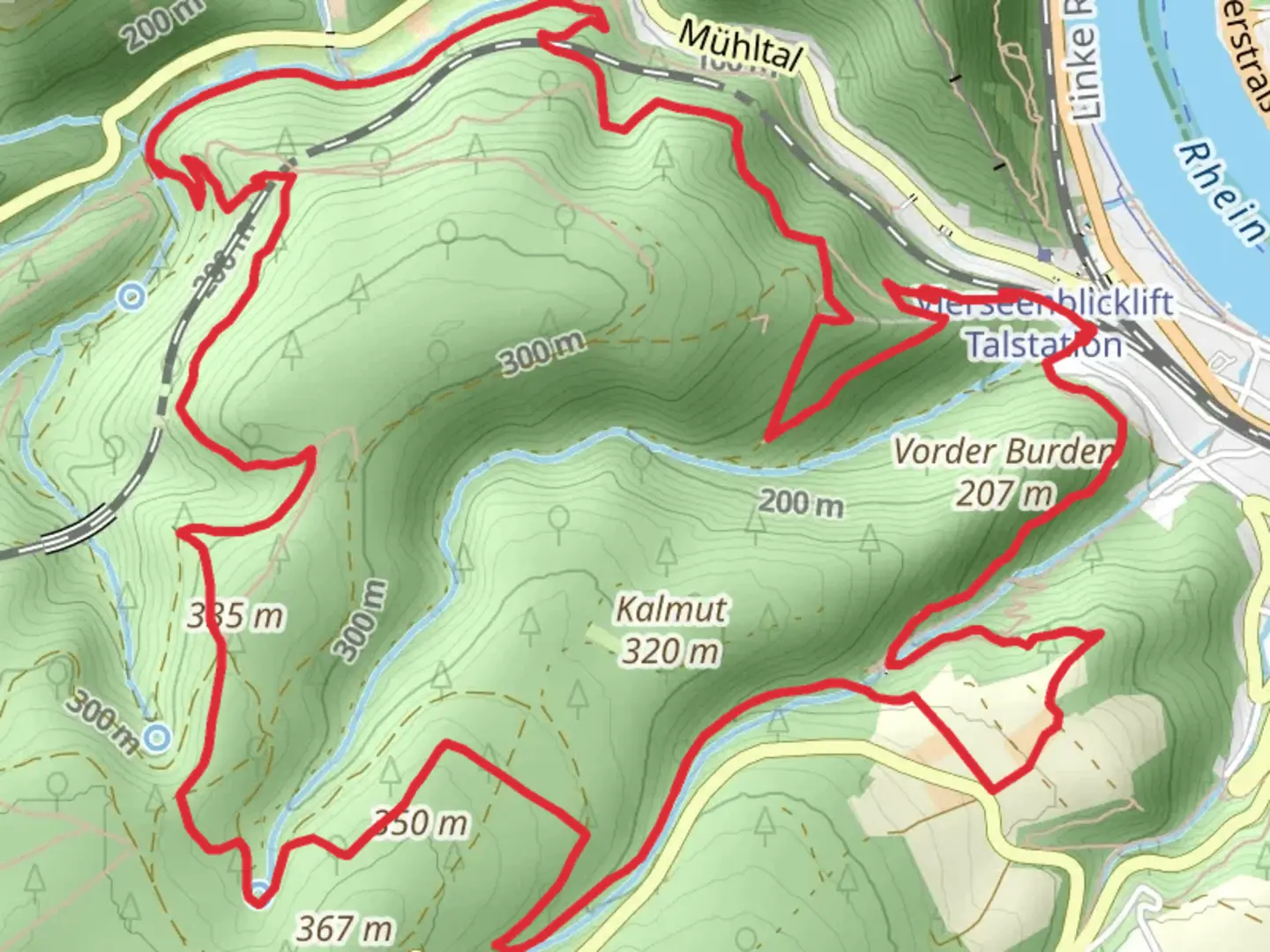 An image depicting the trail Sabelskoepfchen, Hubertusviadukt and Kurt Alich Blick via Traumschleife Elfenlay and its surrounding area.