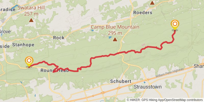 Appalachian Trail Section Hike - Port Clinton To Duncannon stage 2 Map