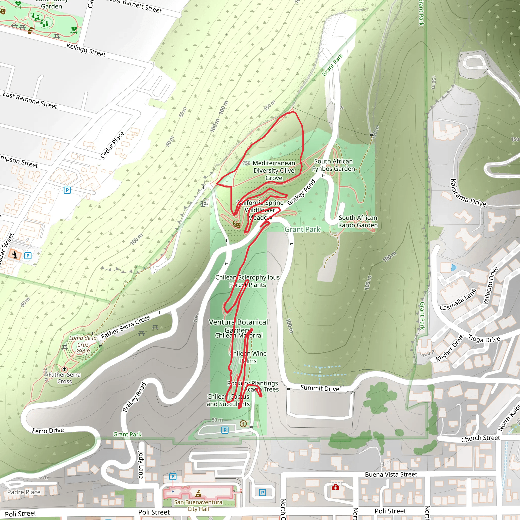 Ventura Botanical Gardens Trail mobile static map