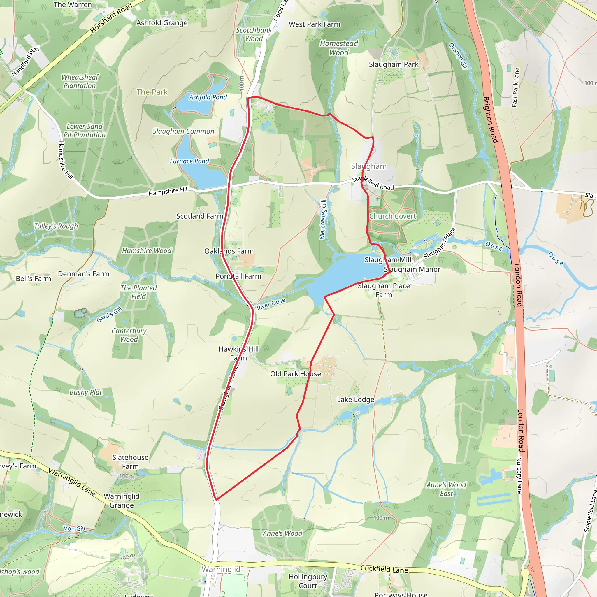 Slaugham Mill Pond and Furnace Pond Loop mobile static map
