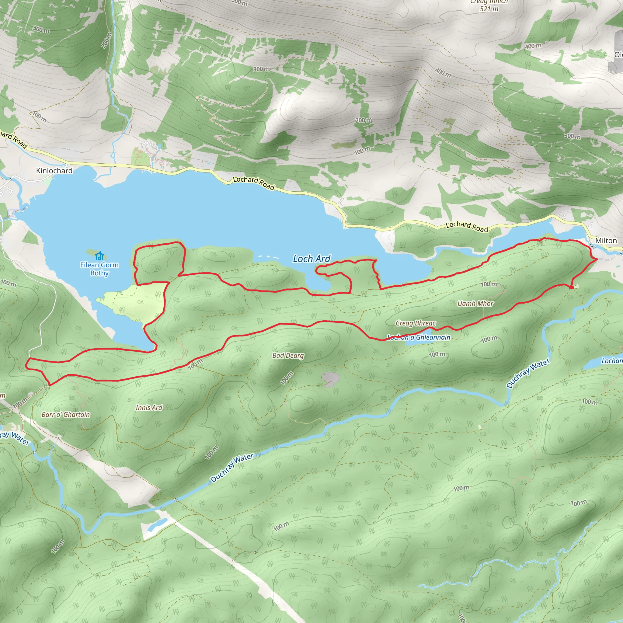 8 Mile Loop and Loch Ard Trail mobile static map