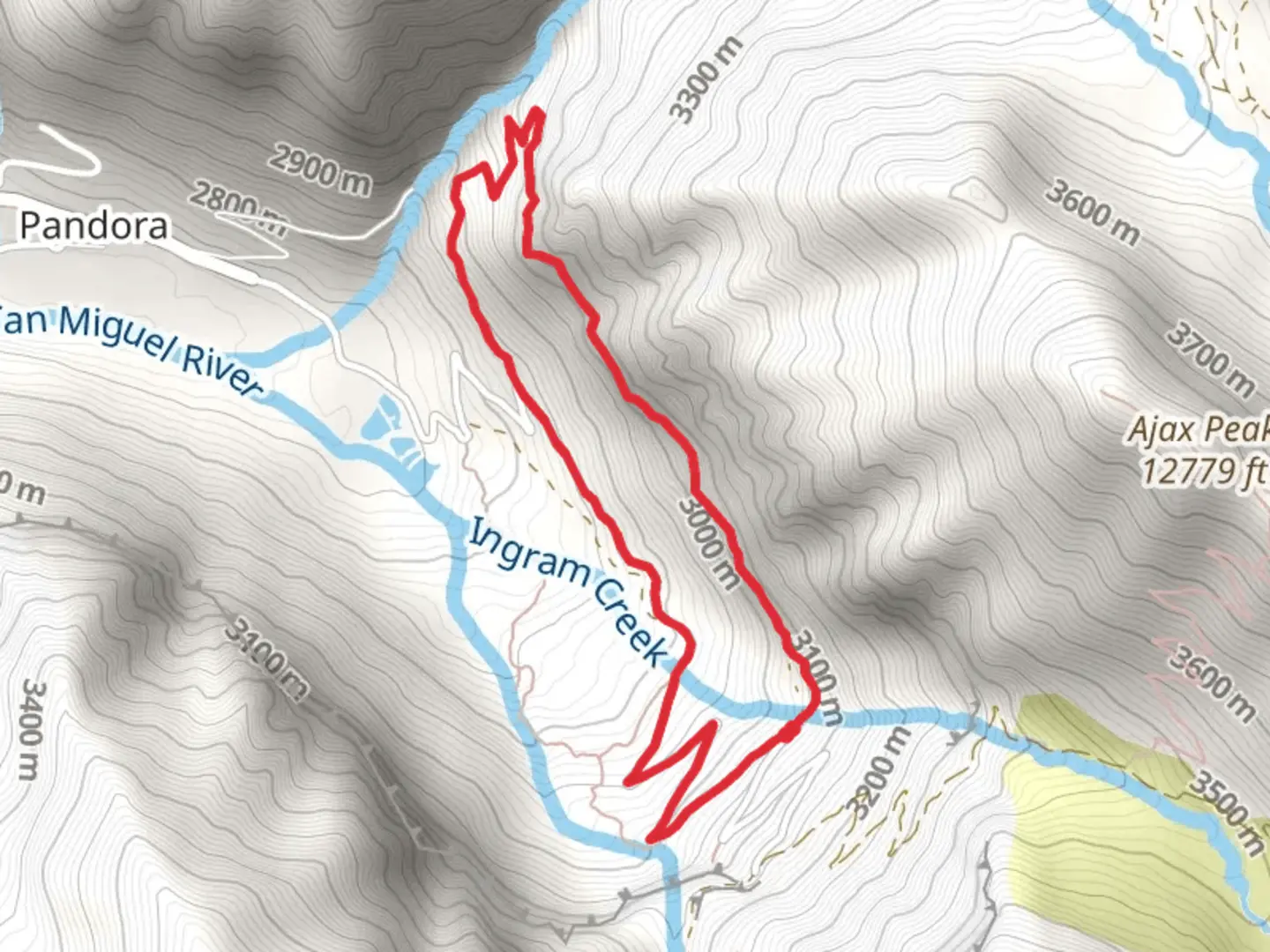 An image depicting the trail Telluride Via Ferrata Loop and its surrounding area.
