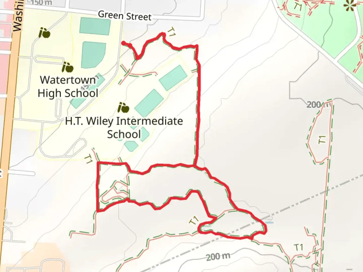An image depicting the trail Wiley Yellow - Blue Loop Trail and its surrounding area.