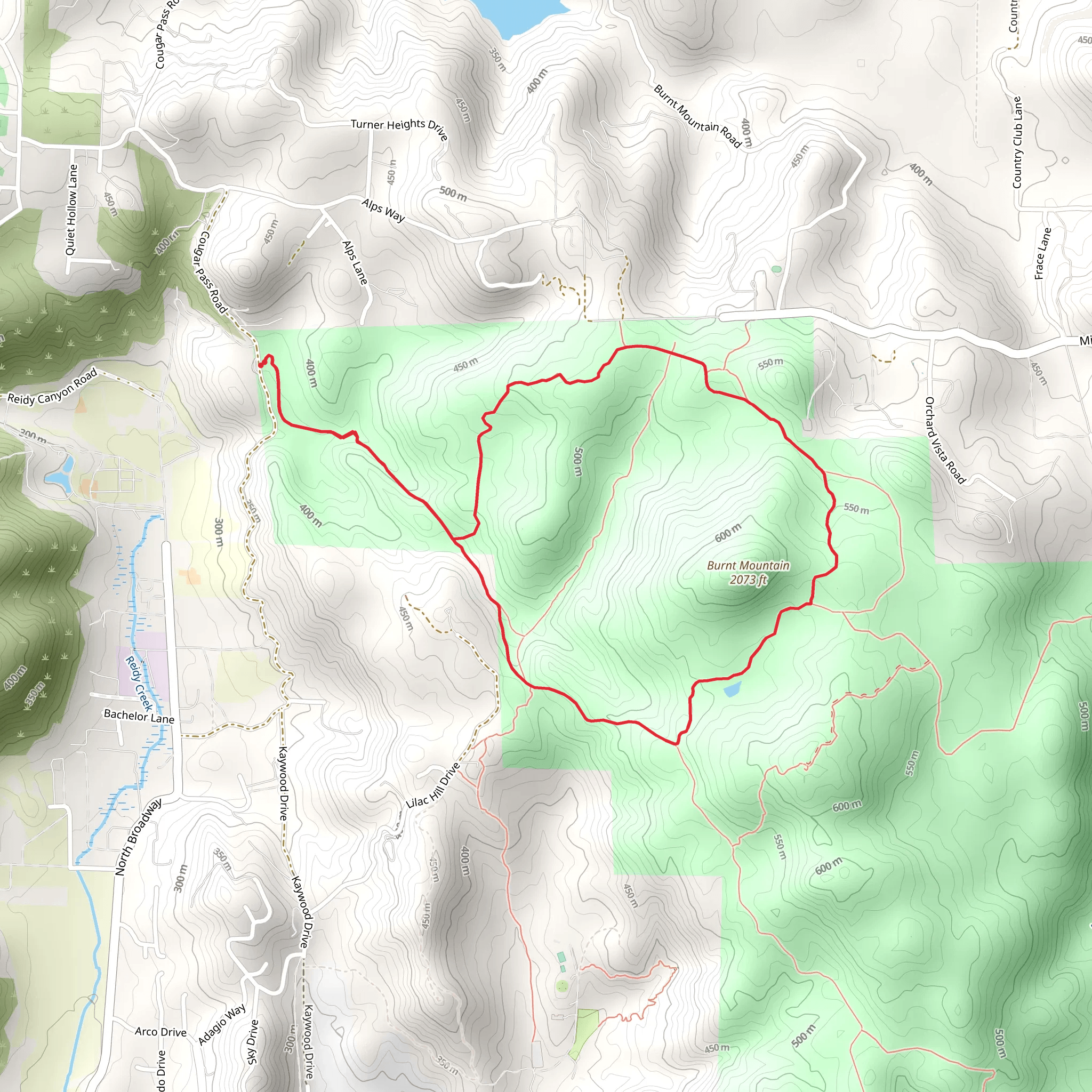 Cougar Ridge Trail and Engelmann Oak Trail Loop mobile static map
