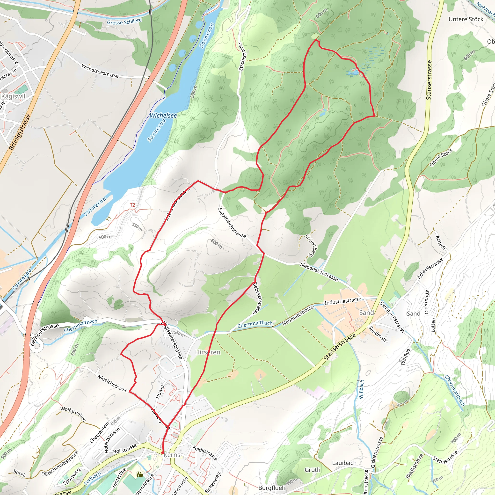 Rundwanderung Kerns - Gerzensee - Kerns mobile static map