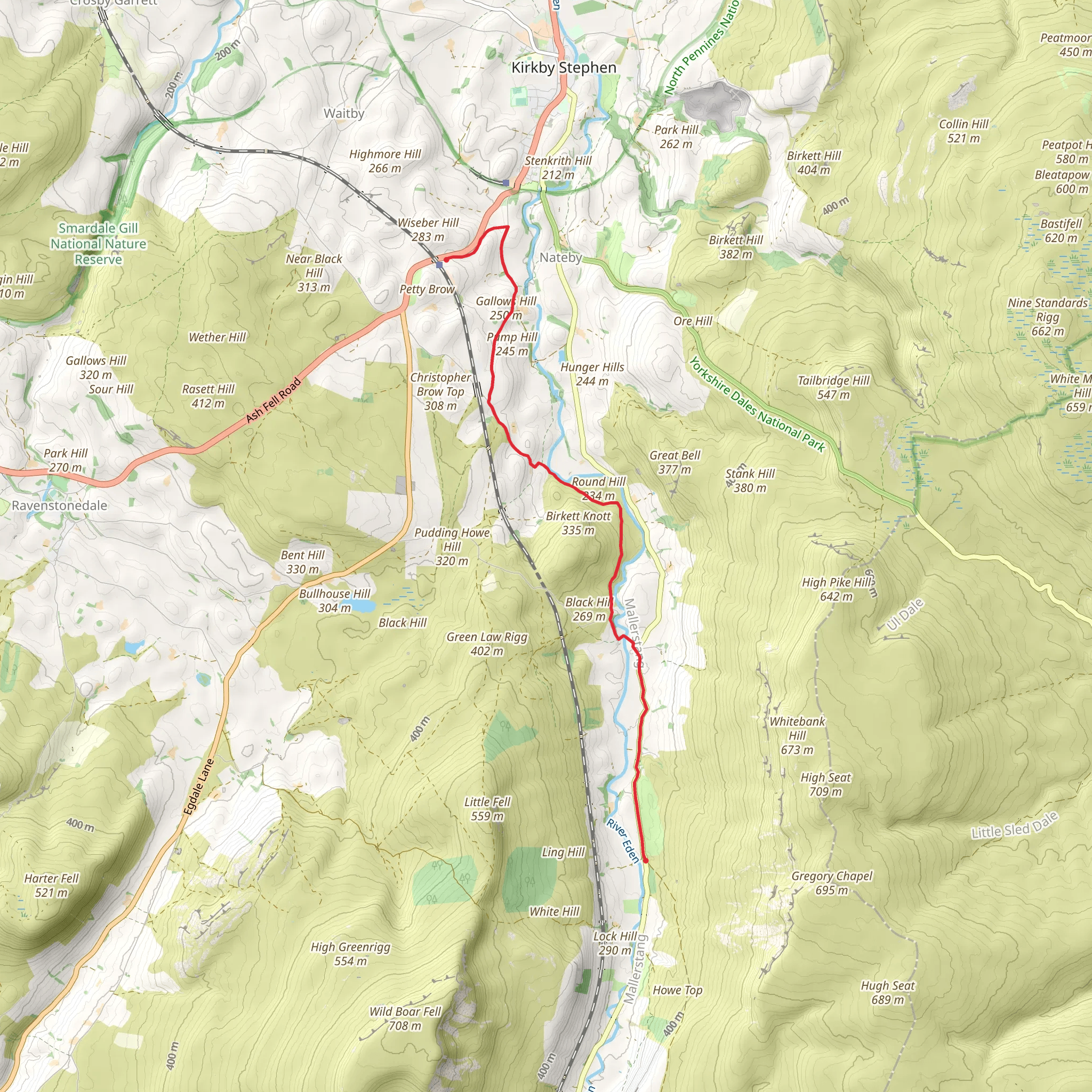 The Thrang to Kirkby Stephen via Pennine Bridleway mobile static map