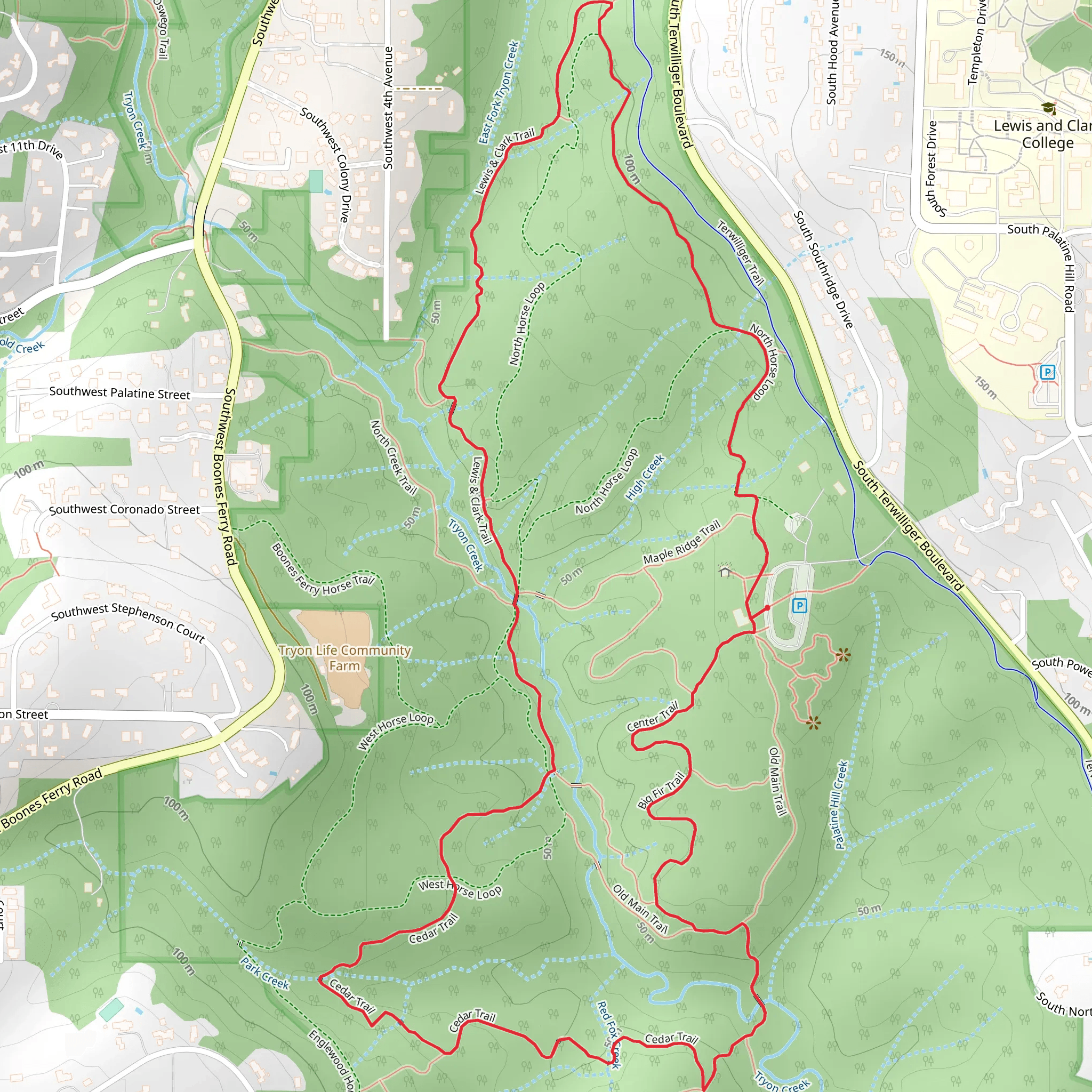 Tryon Creek State natural Area Loop mobile static map