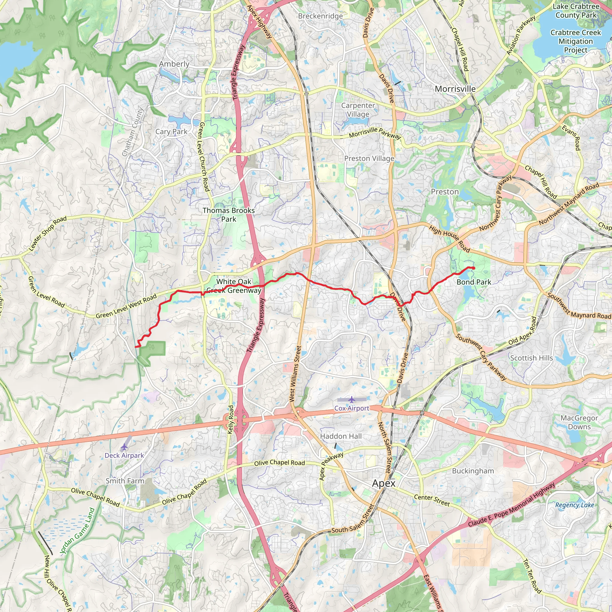 White Oak Creek Greenway mobile static map