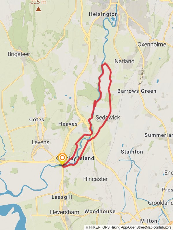 Map of Levens Bridge River Kent and Sedgwick, Cumbria