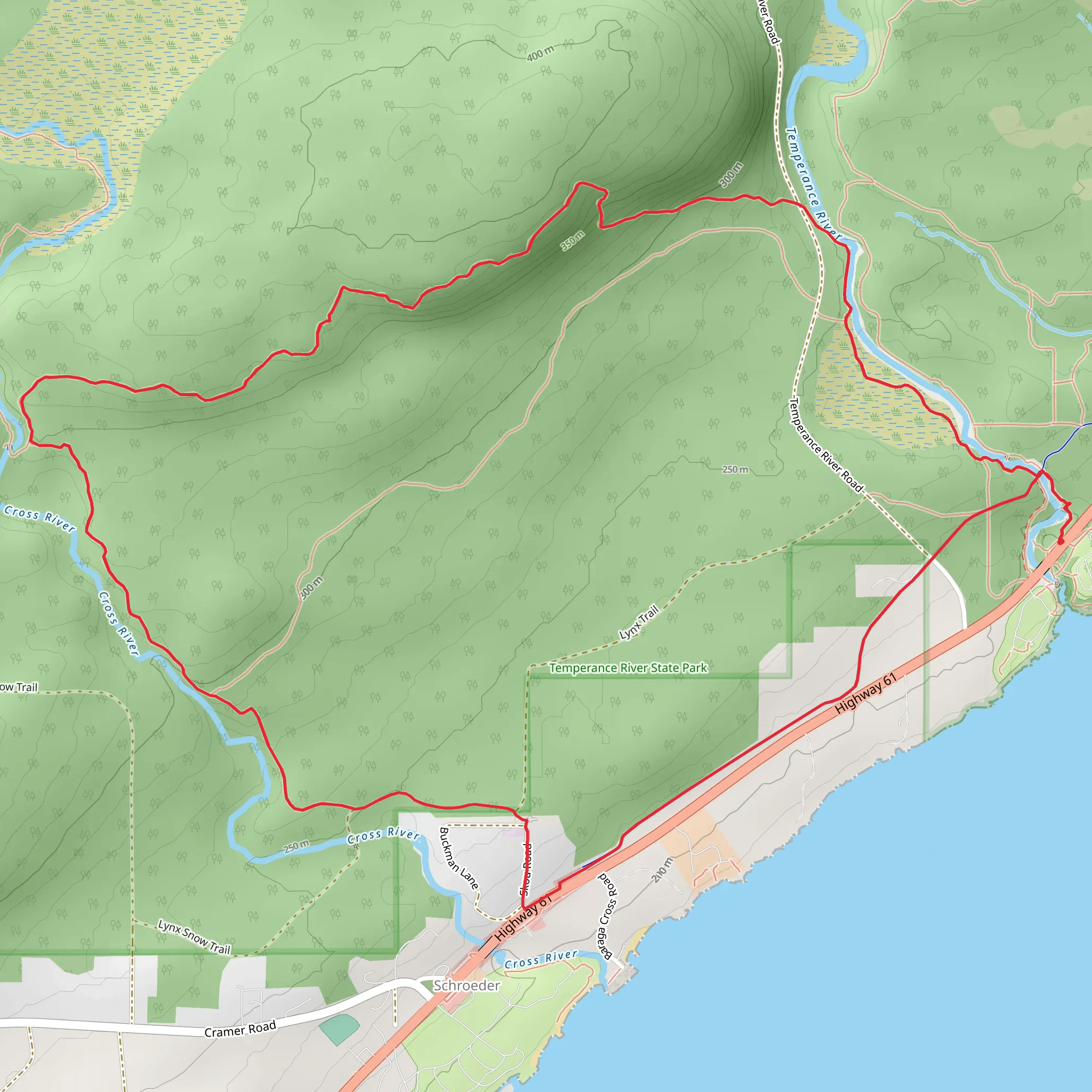 Cross River and Superior Hiking Loop Trail mobile static map