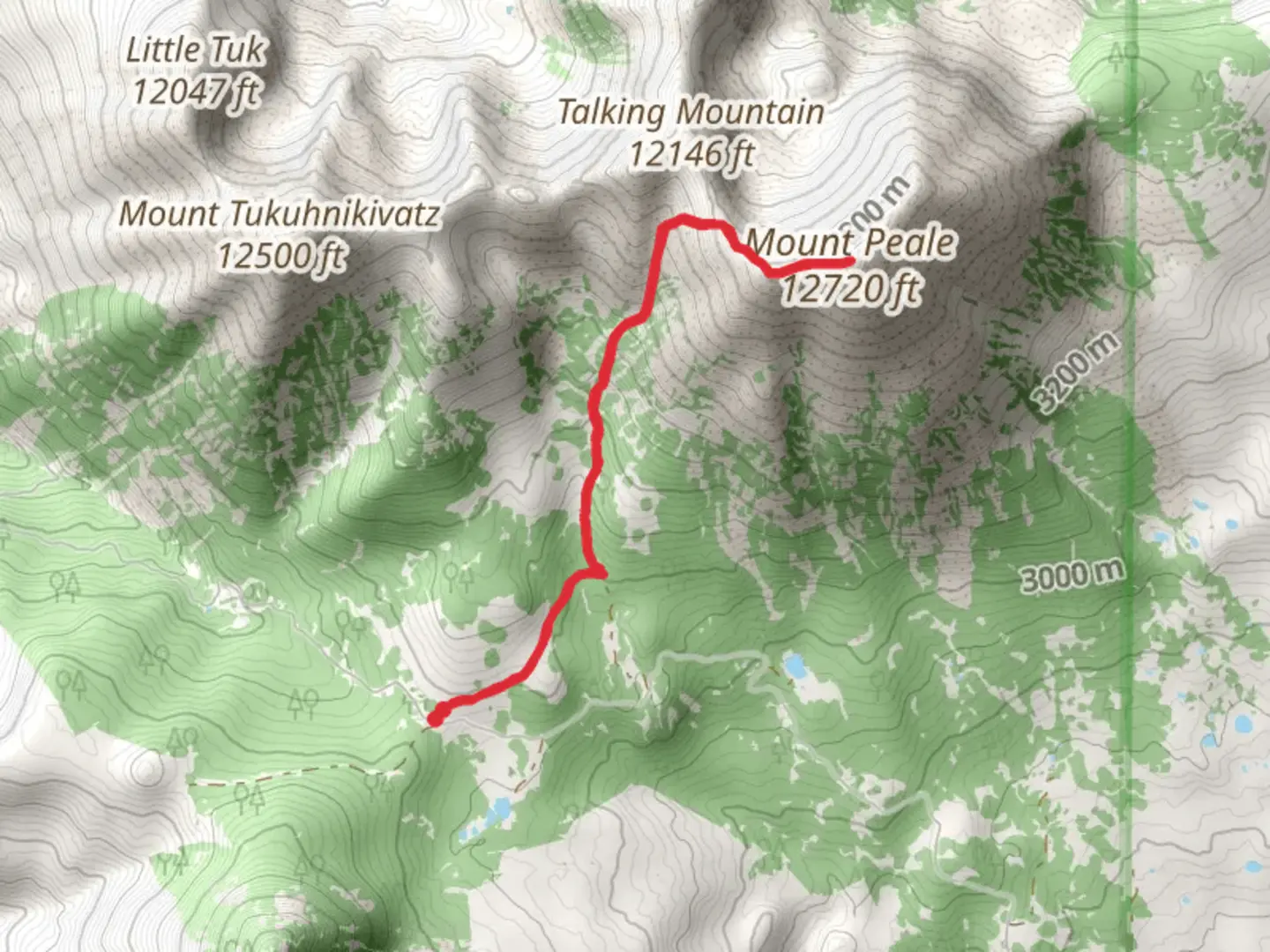 An image depicting the trail Mount Peale Trail and its surrounding area.