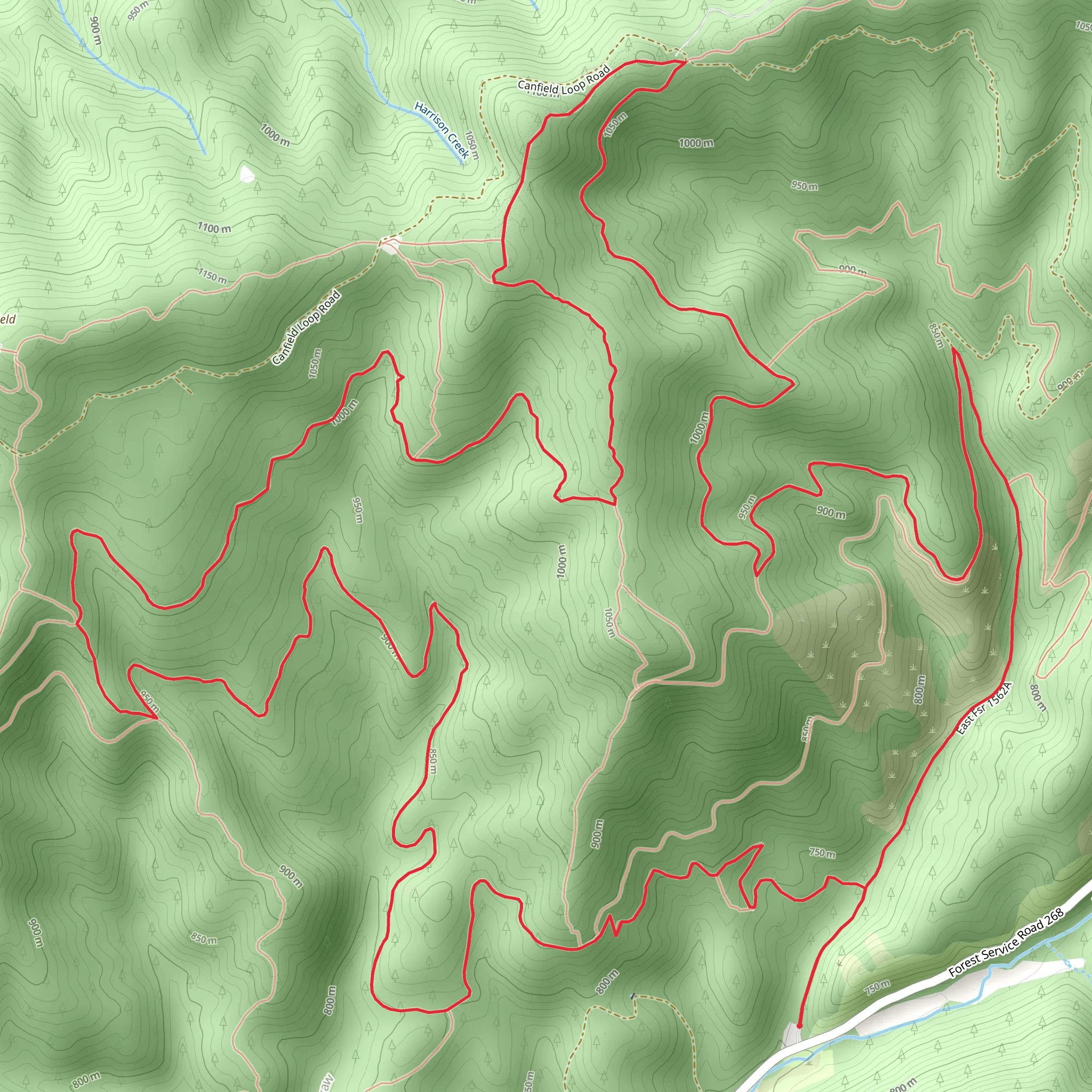 Trail 10, Trail A and trail B Loop mobile static map