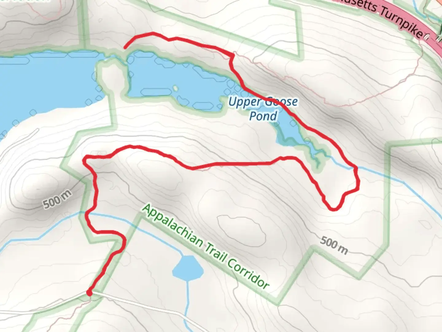 An image depicting the trail Upper Goose Pond via Appalachian Trail and its surrounding area.