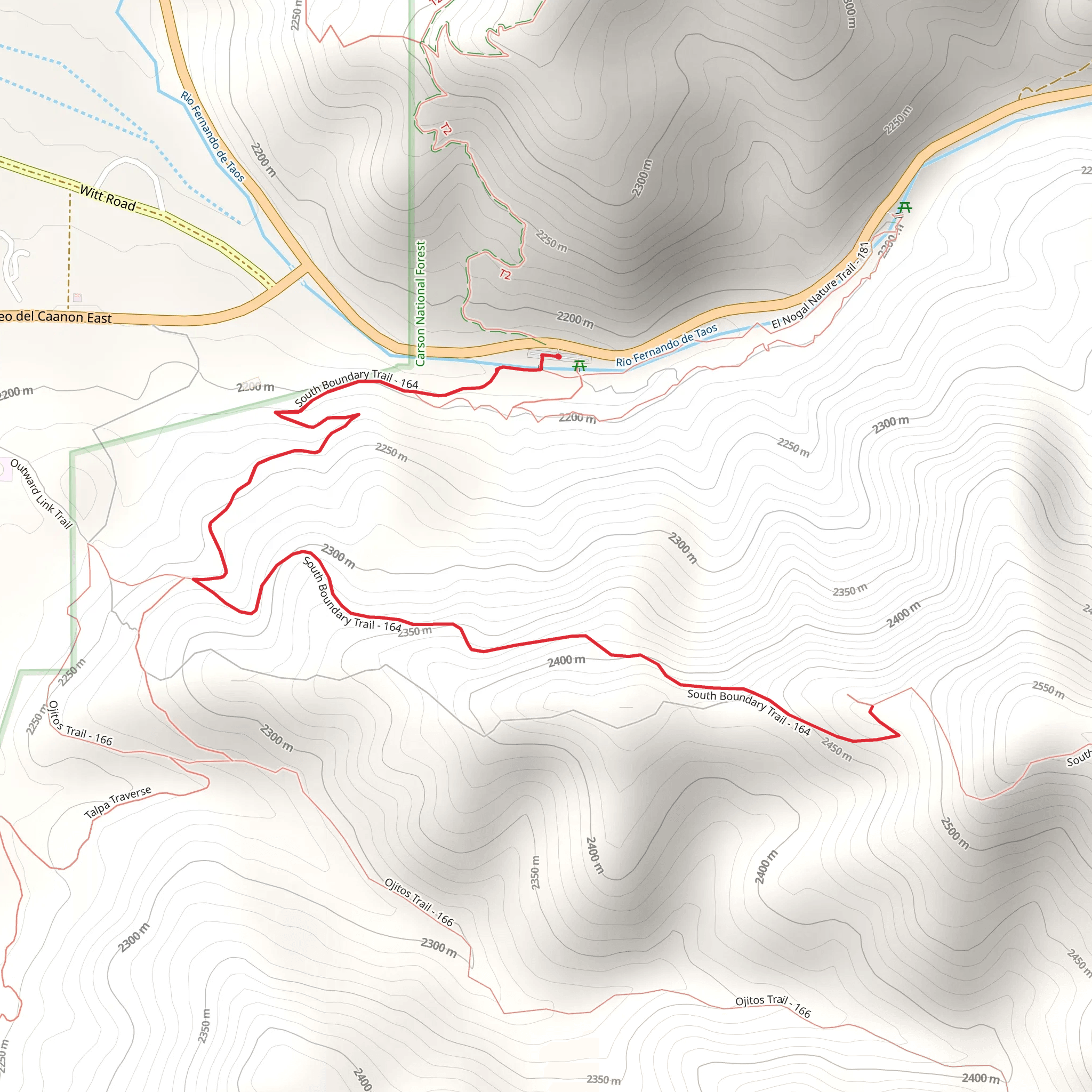 South Boundary Trail Out and Back mobile static map
