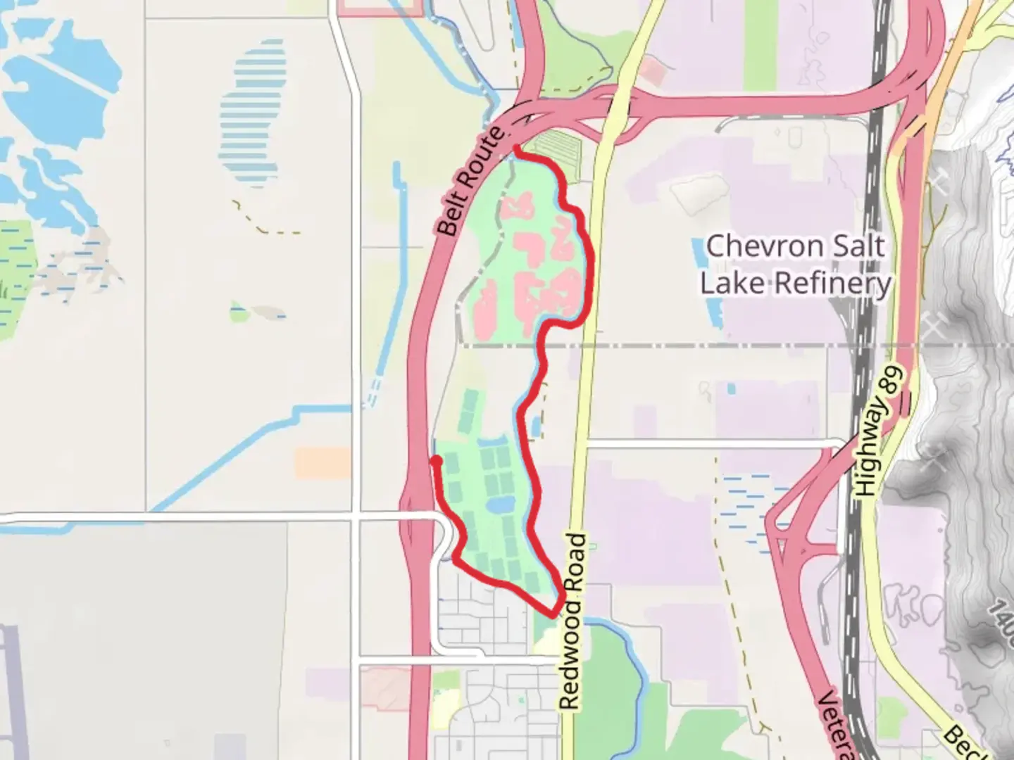 An image depicting the trail Jordan River Parkway Trail and its surrounding area.