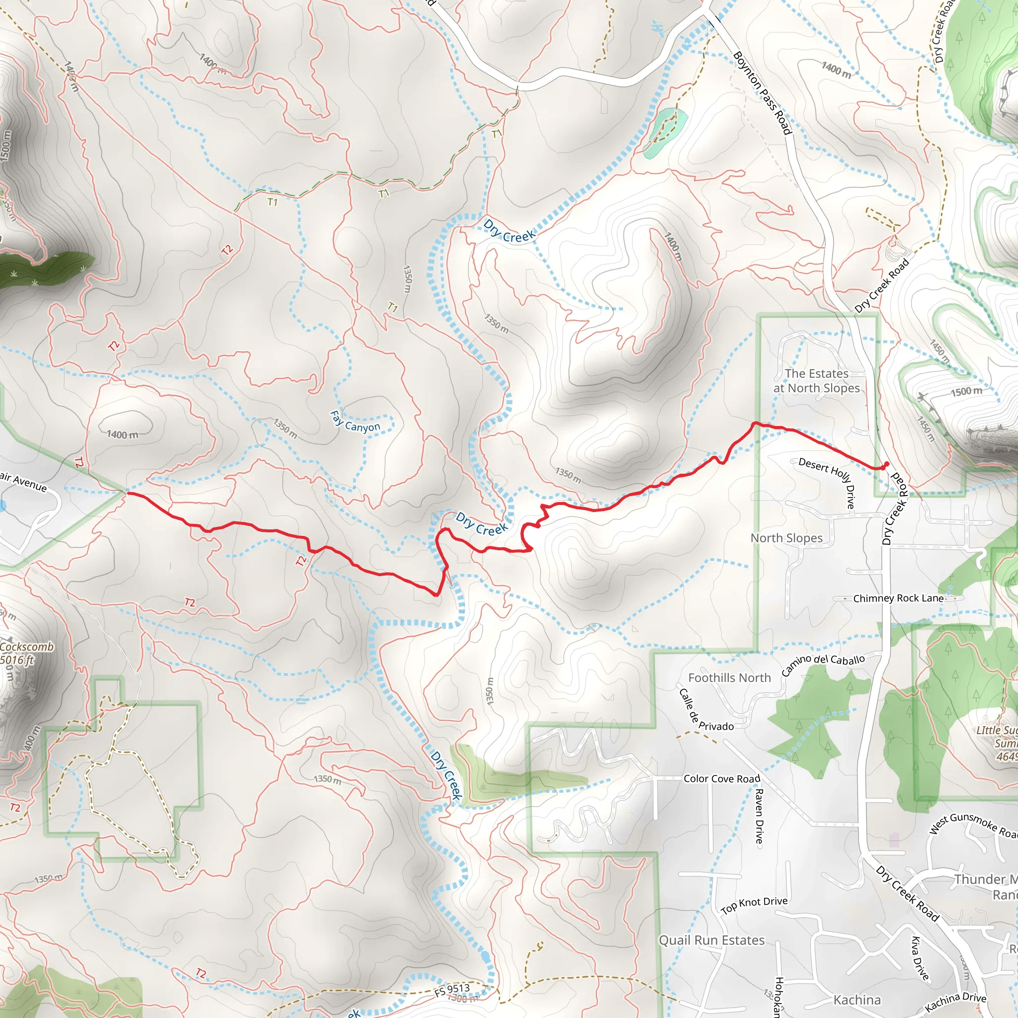 Rupp Trail via Two Fence Trail mobile static map